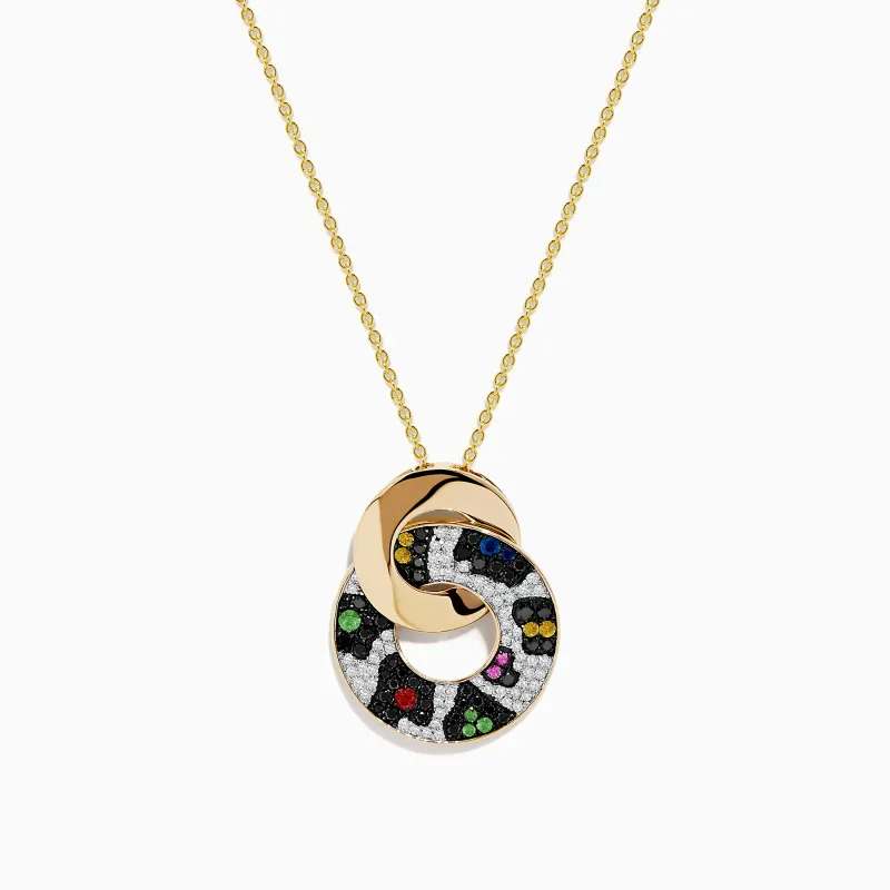 Signature 14K Yellow Gold Multi Sapphire Diamond Pendant sold by Effy