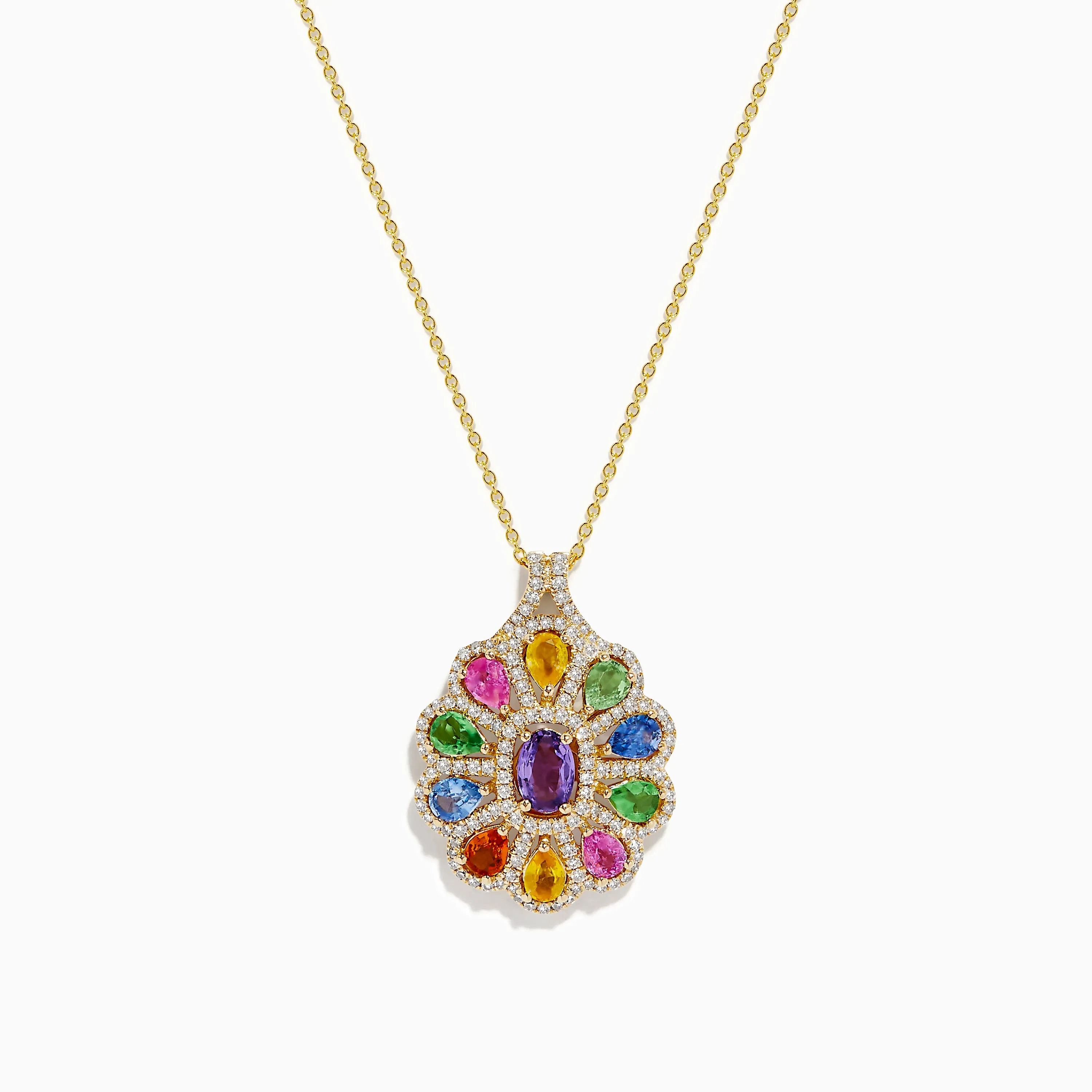 Watercolors 14K Yellow Gold Multi Sapphire Pendant sold by Effy