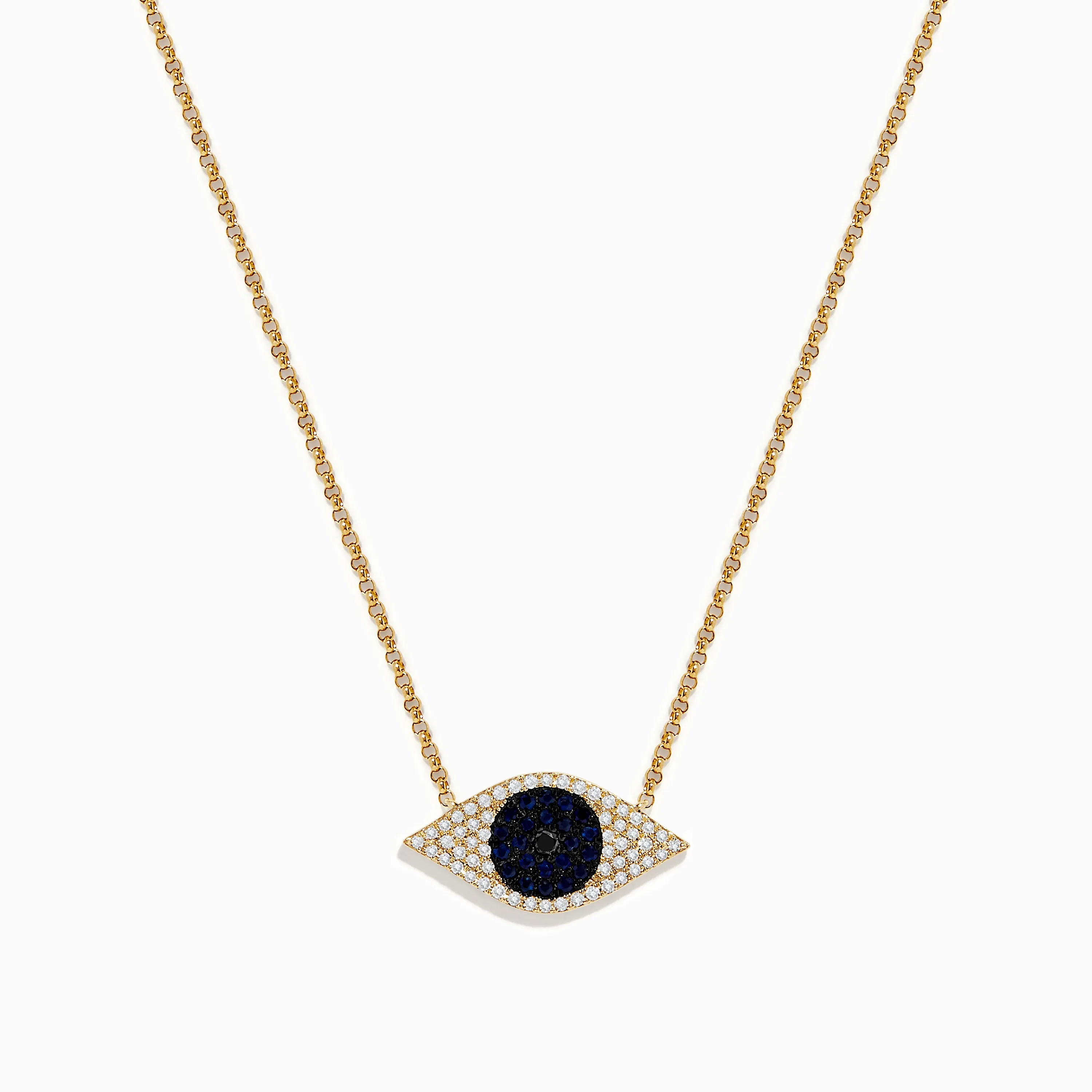 Novelty 14K Yellow Gold Blue Sapphire and Diamond Evil Eye Necklace sold by Effy