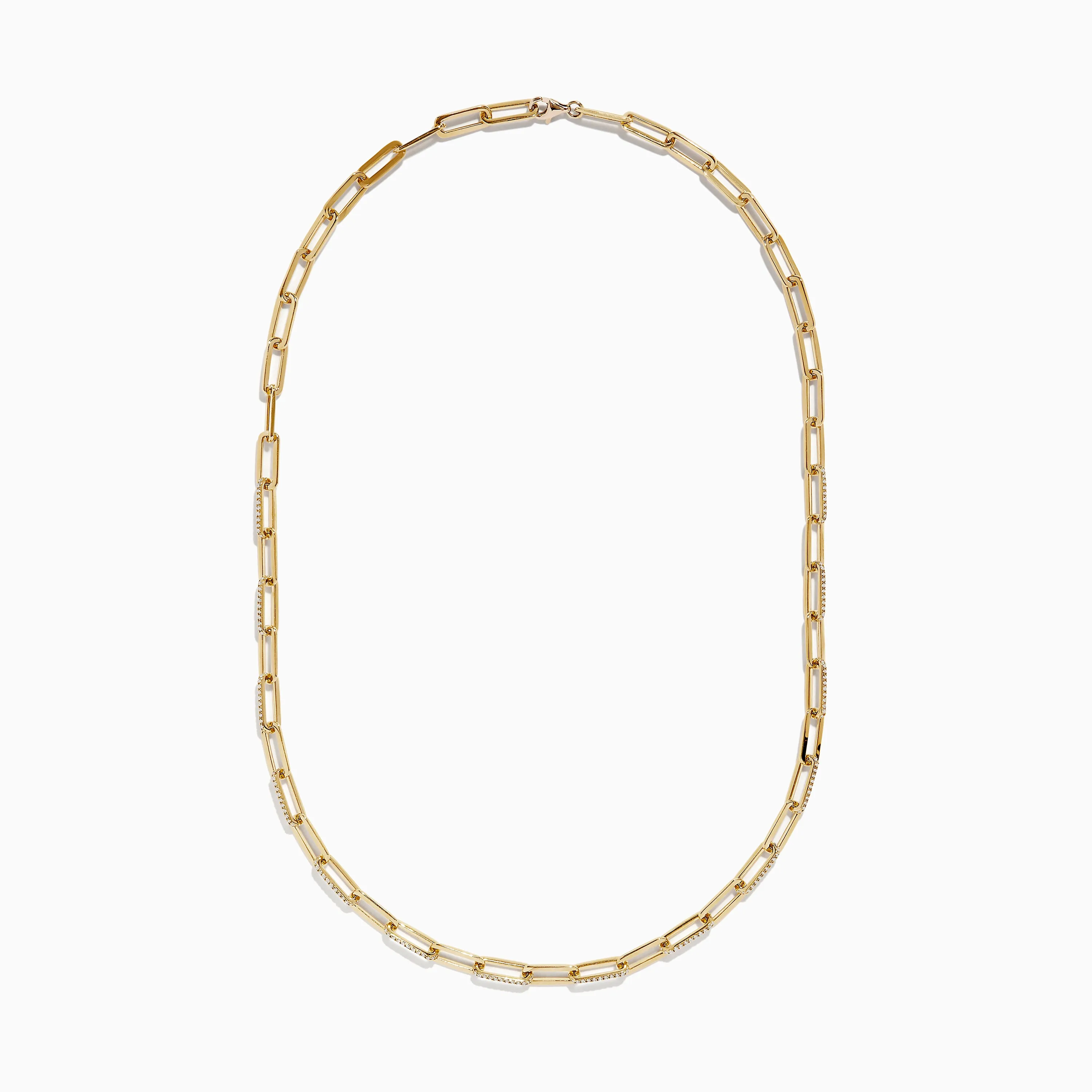 D'oro 14 Karat Yellow Gold Paperclip Chain Link Diamond Necklace sold by Effy product image thumbnail 2