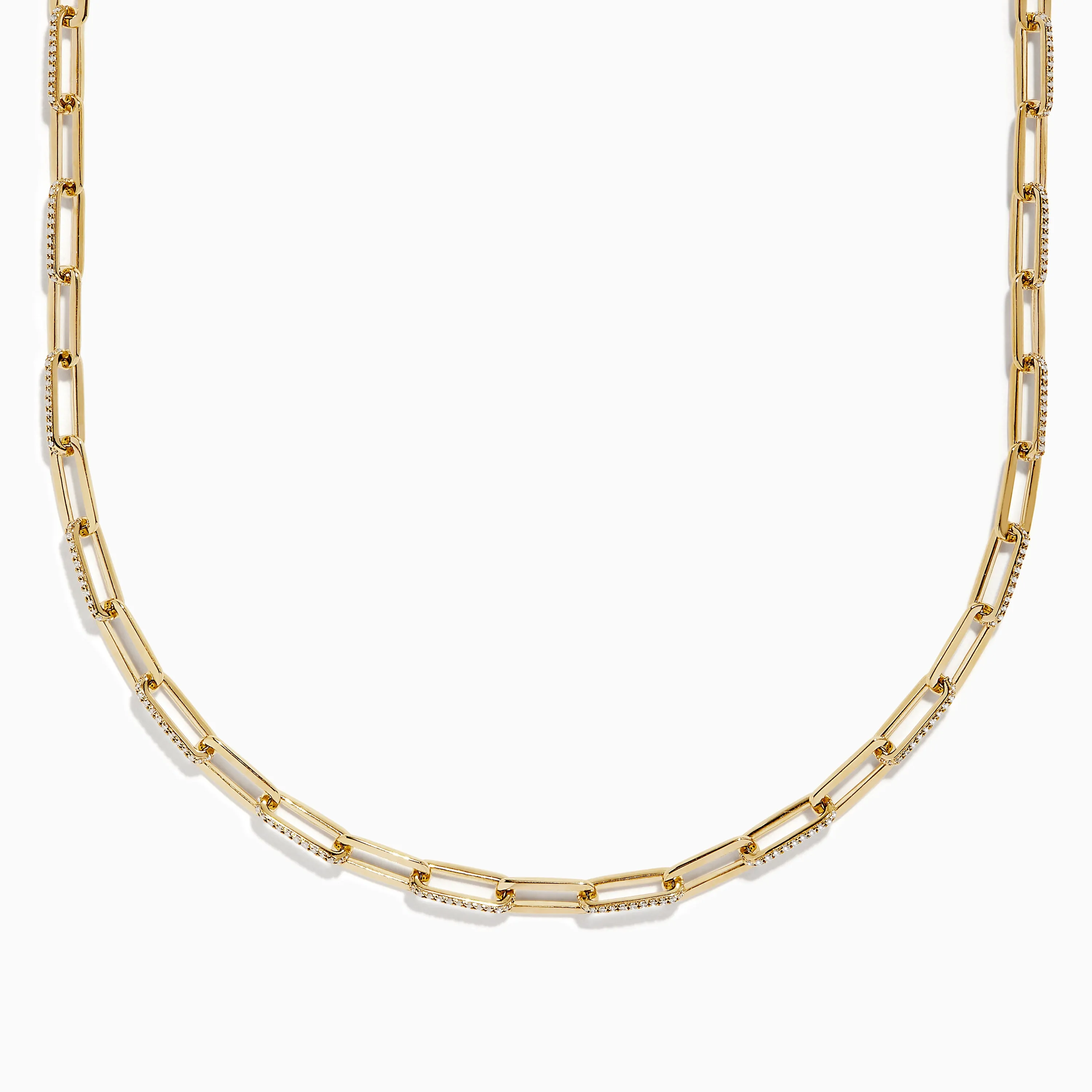 D'oro 14 Karat Yellow Gold Paperclip Chain Link Diamond Necklace sold by Effy