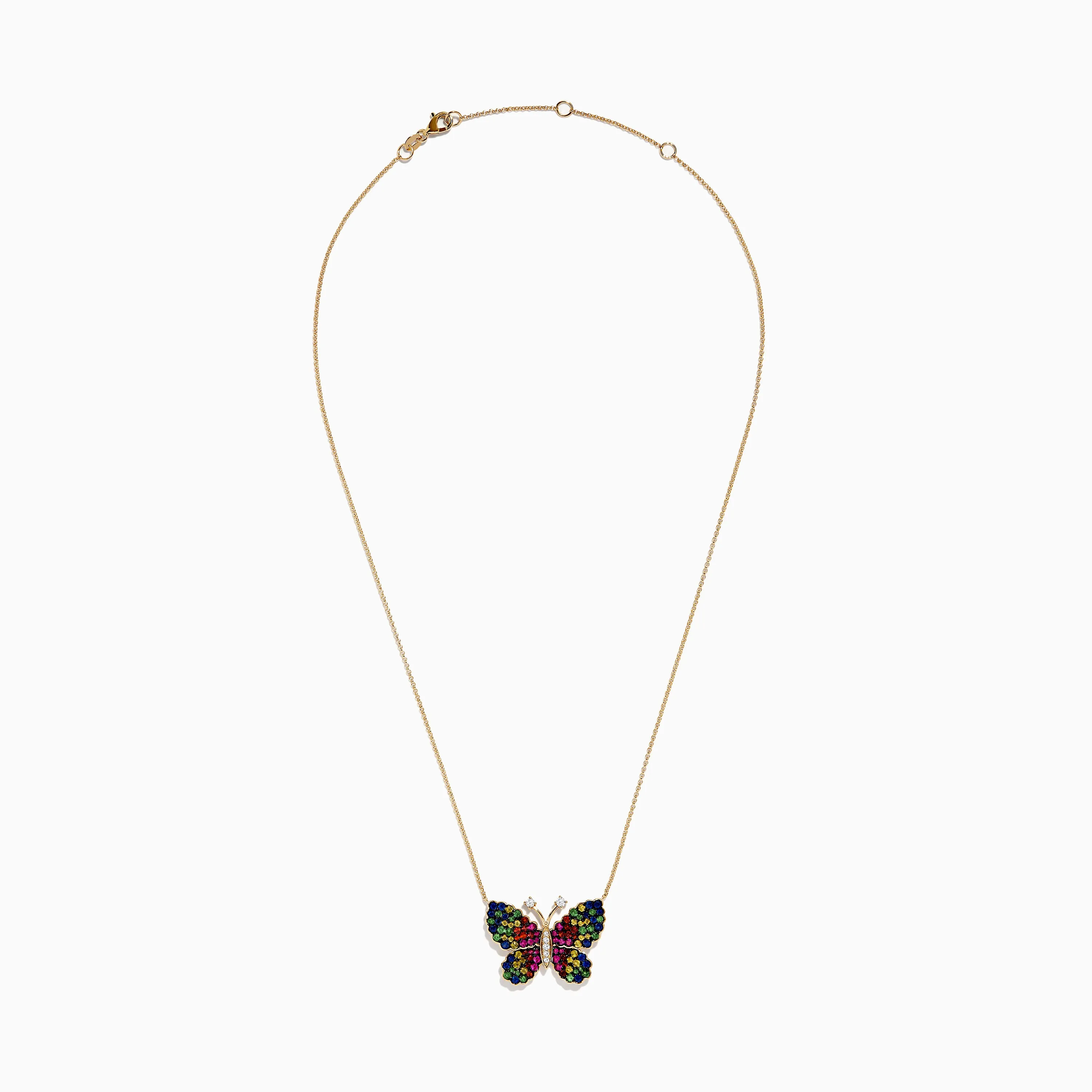 Watercolors 14 Karat Yellow Gold Multi Sapphire Butterfly Necklace sold by Effy product image thumbnail 2