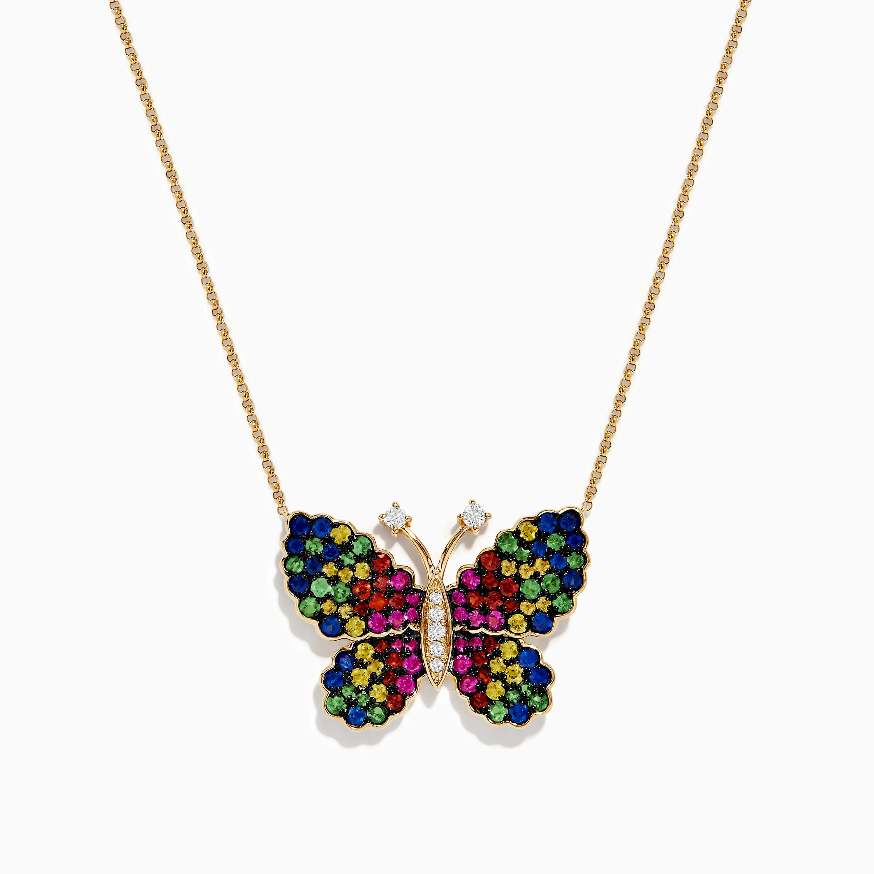 Watercolors 14 Karat Yellow Gold Multi Sapphire Butterfly Necklace sold by Effy