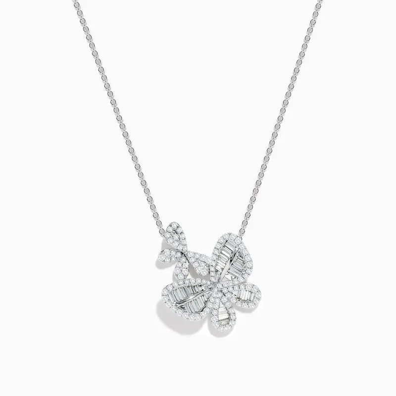 Nature 14K White Gold Diamond Flower Necklace sold by Effy