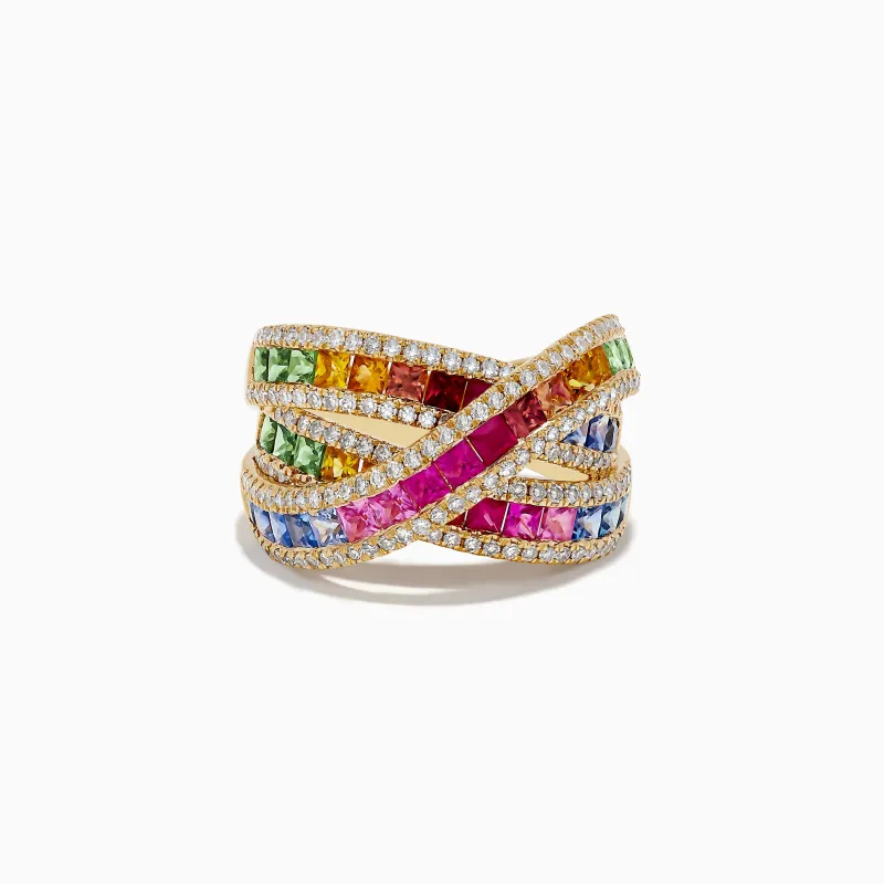 Watercolors 14K Yellow Gold Multi Sapphire and Diamond Ring sold by Effy
