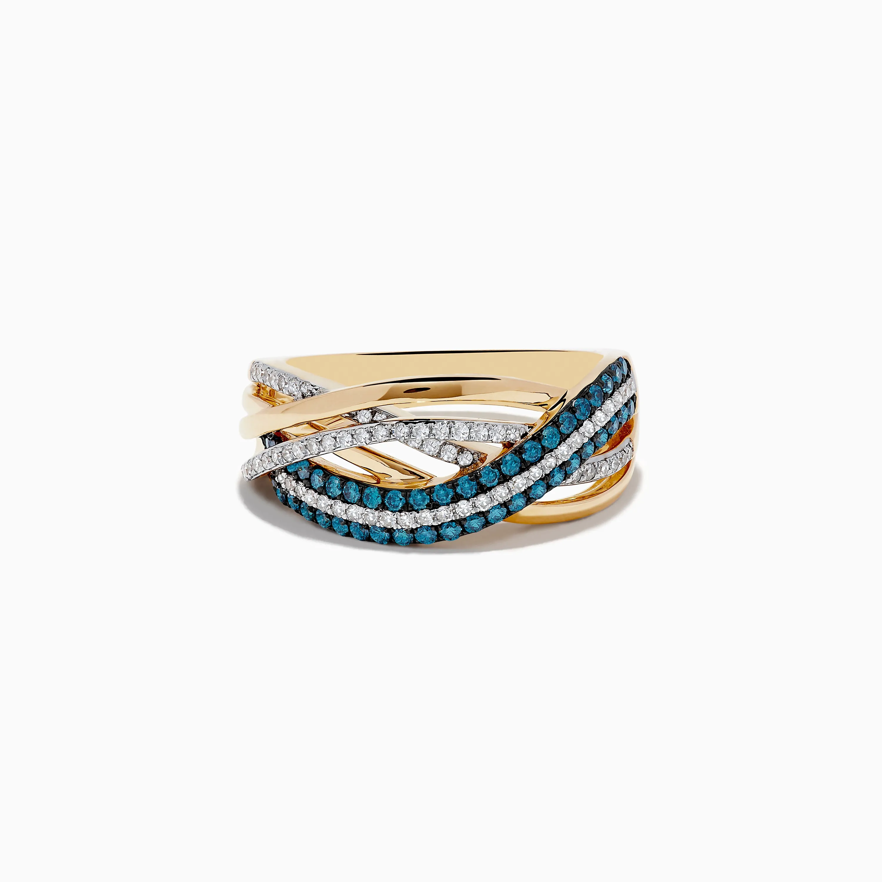 Bella Bleu 14K Yellow Gold Blue and White Diamond Crossover Ring sold by Effy