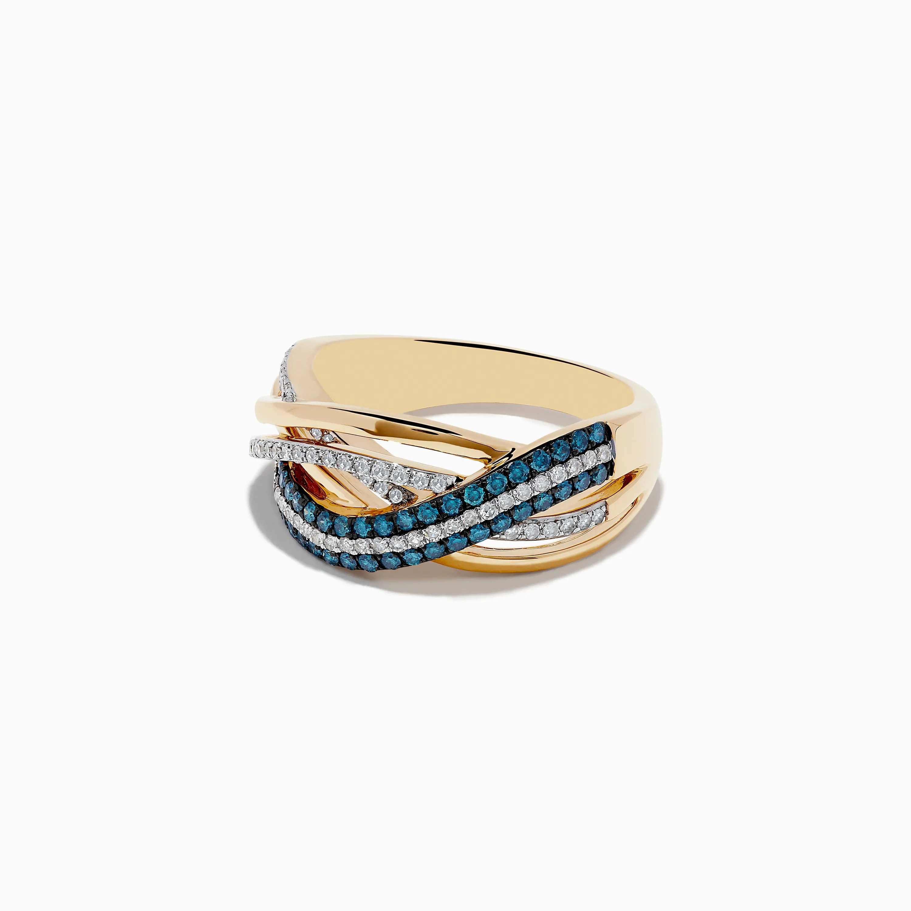 Bella Bleu 14K Yellow Gold Blue and White Diamond Crossover Ring sold by Effy product image thumbnail 2