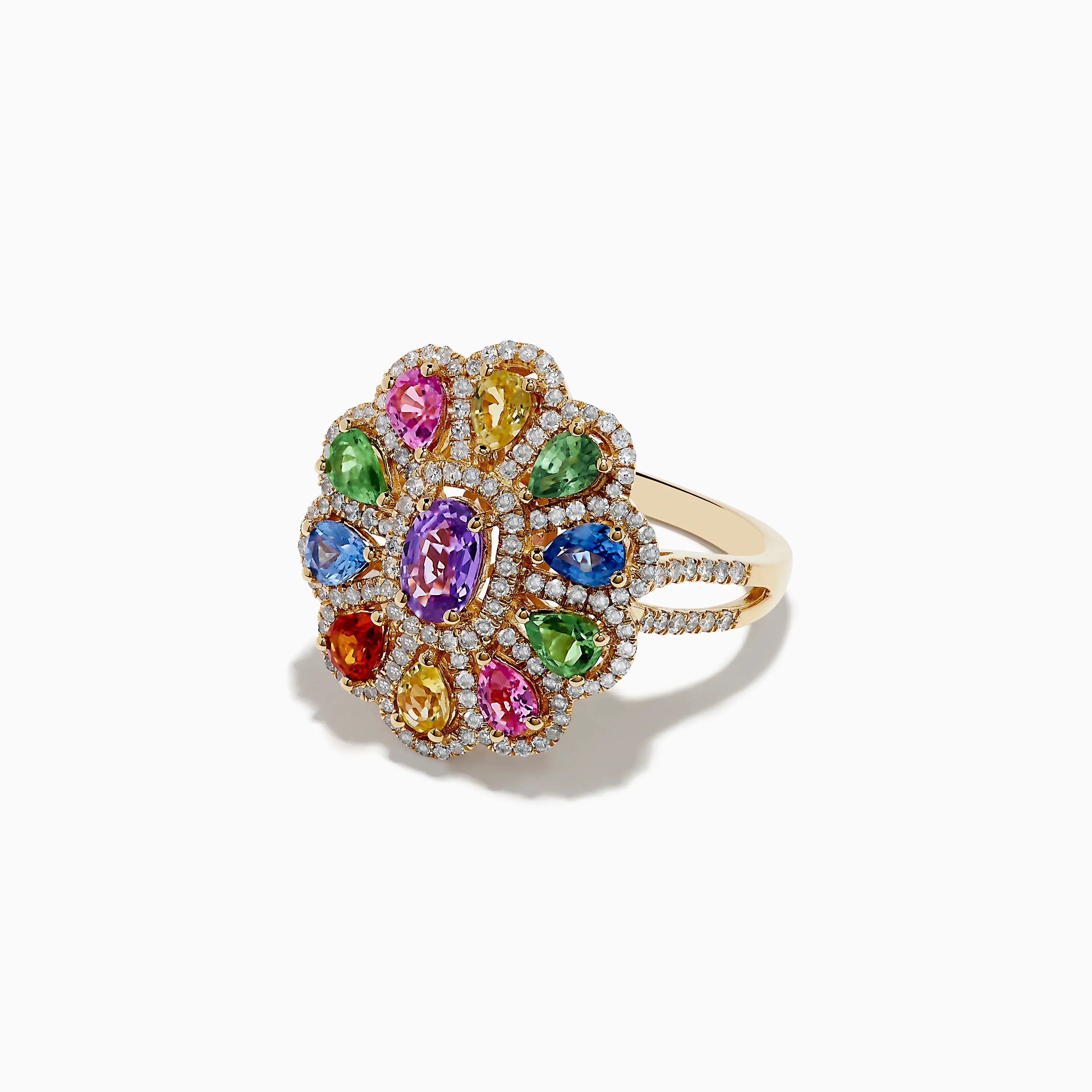 Watercolors 14K Yellow Gold Multi Sapphire and Diamond Ring sold by Effy product image thumbnail 2