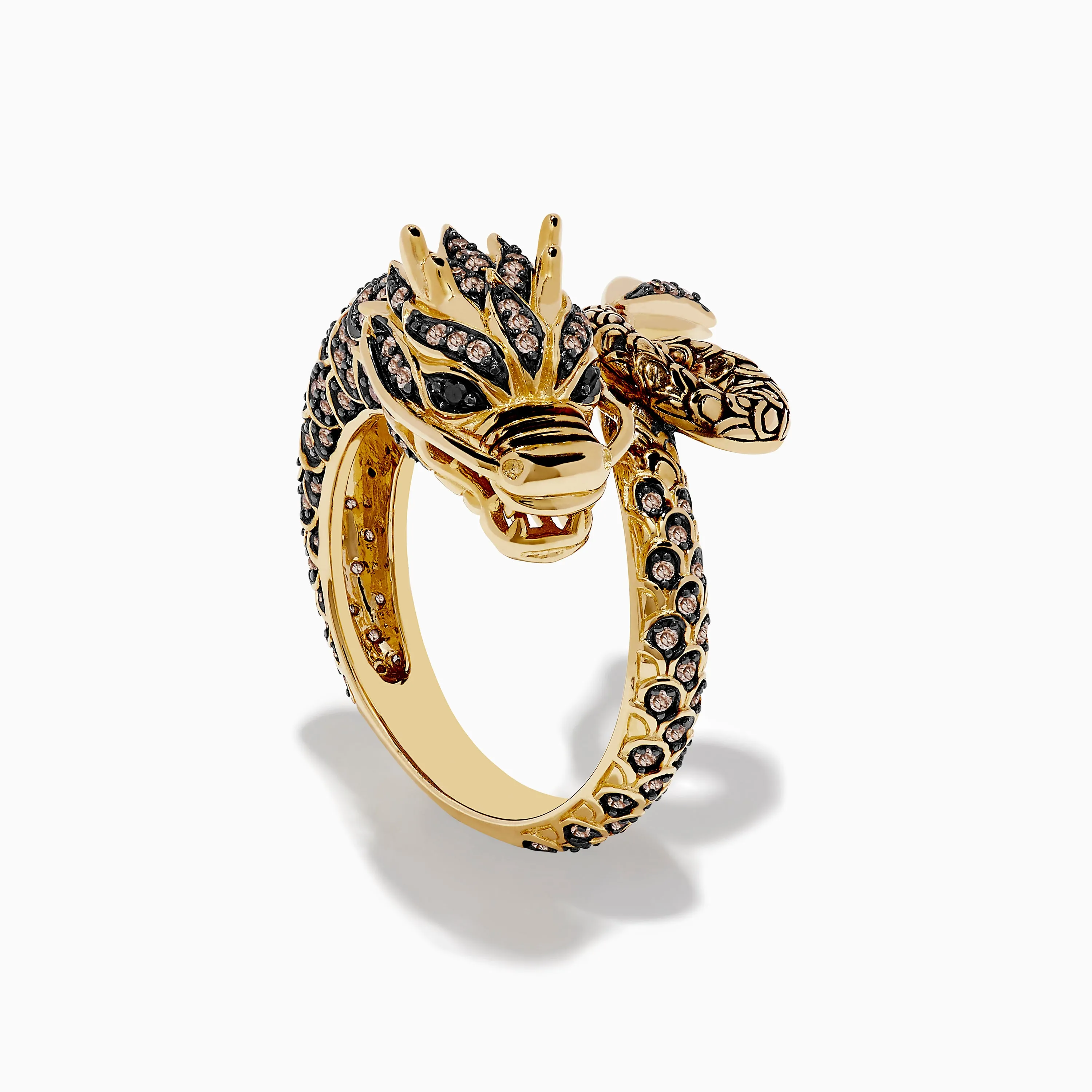Safari 14K Yellow Gold Brown Diamond Dragon Ring sold by Effy