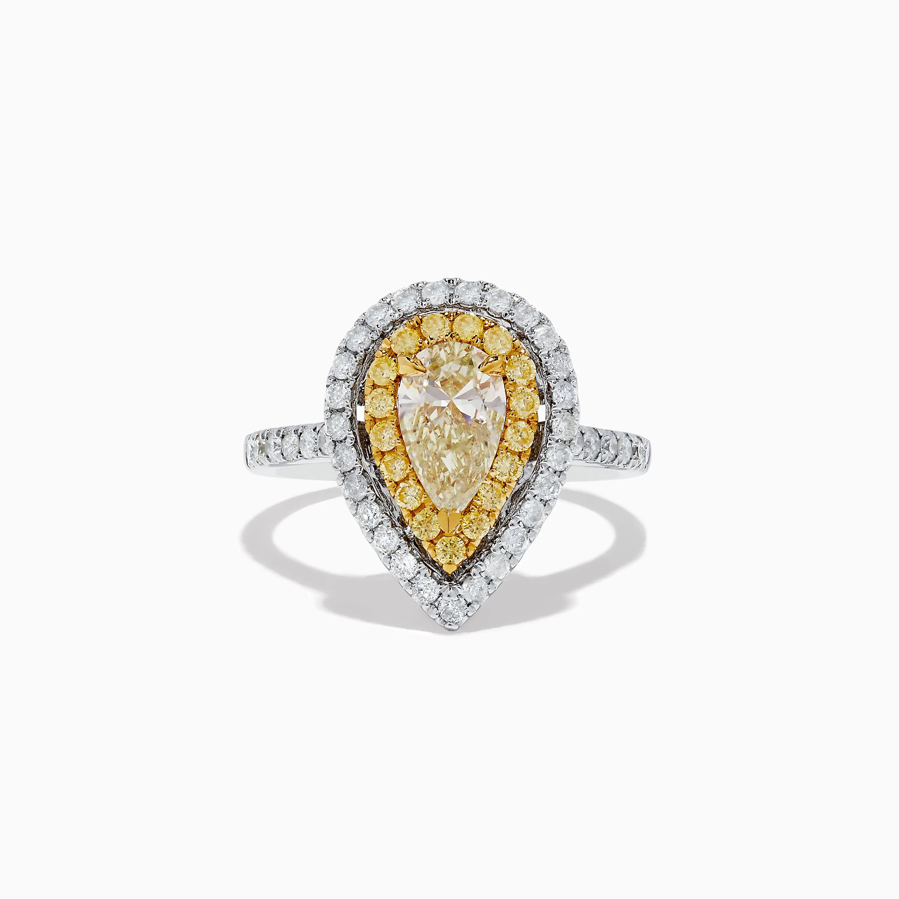 Canare 14K Two-Tone Pear Shaped Double Halo Yellow Diamond Ring sold by Effy