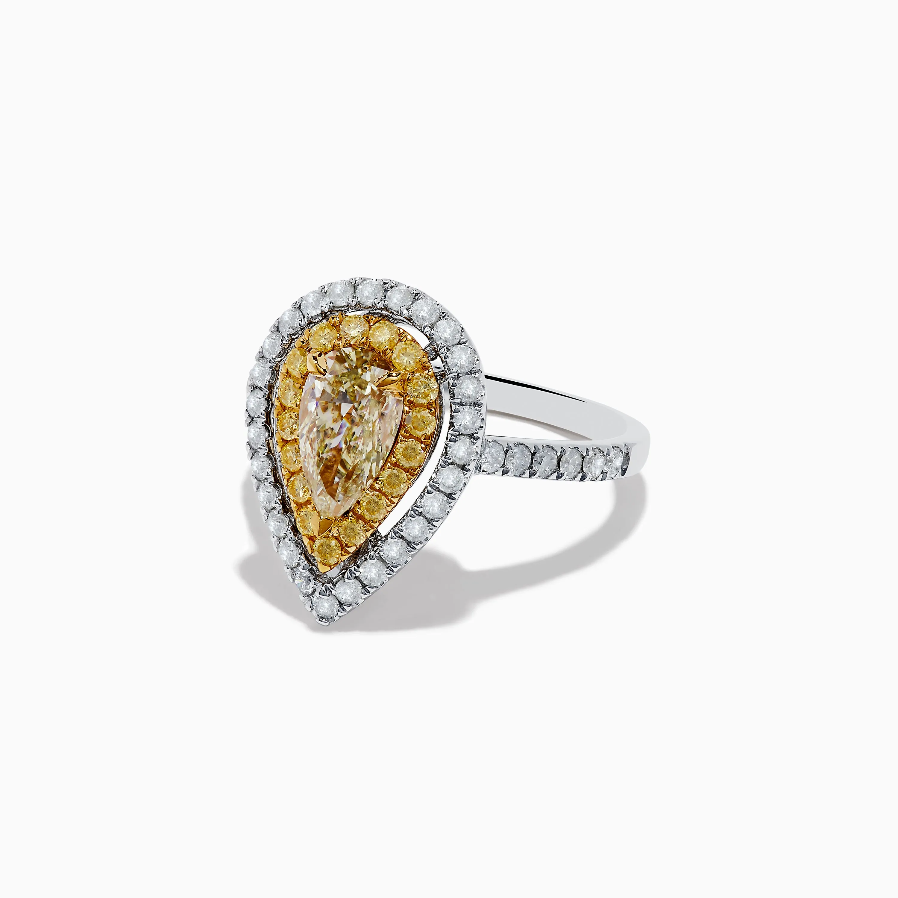 Canare 14K Two-Tone Pear Shaped Double Halo Yellow Diamond Ring sold by Effy product image thumbnail 2