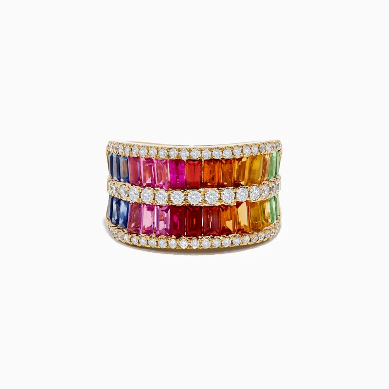Watercolors 14K Yellow Gold Multi Sapphire and Diamond Ring sold by Effy
