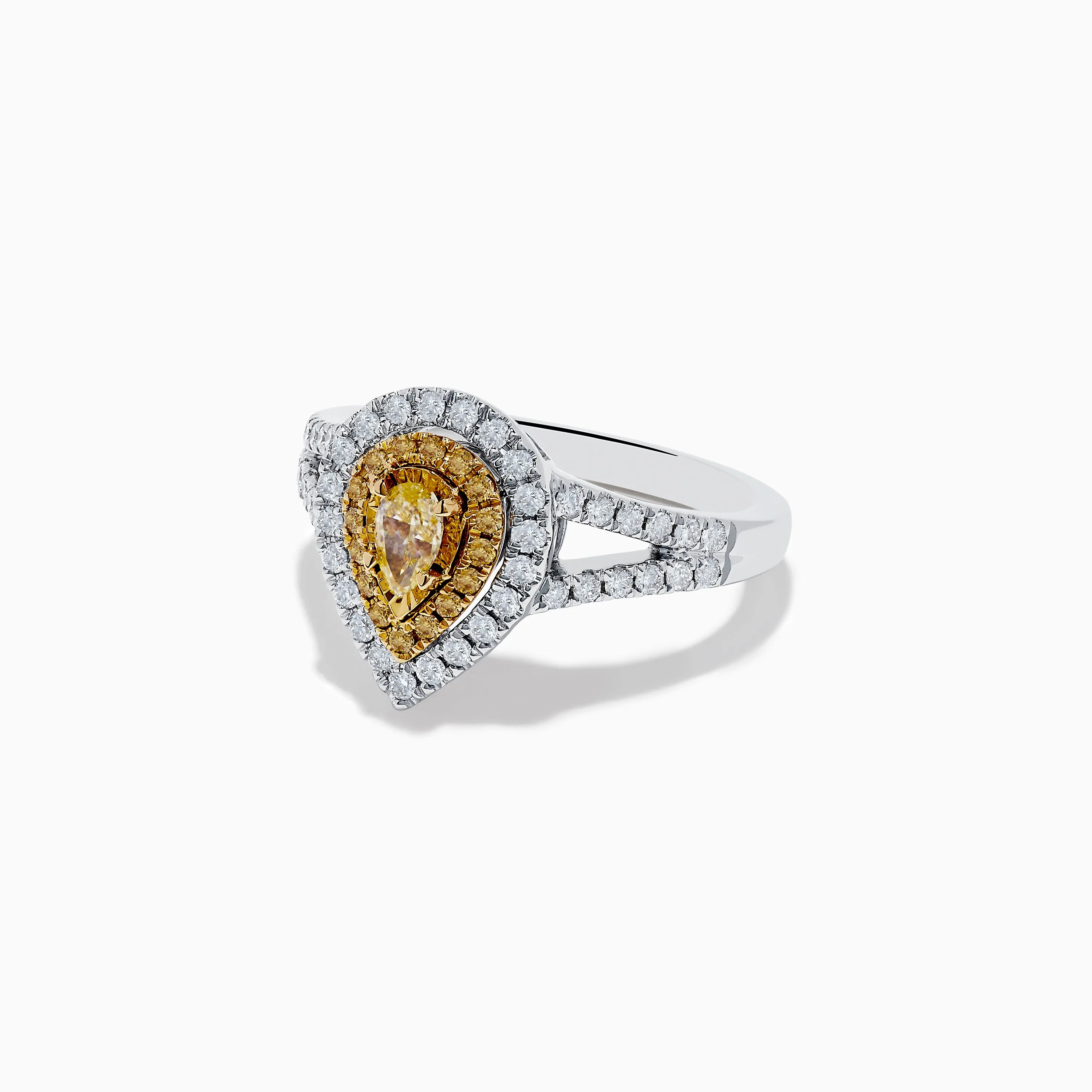 Canare 18K Two-Tone Gold Pear Shaped Double Halo Yellow Diamond Ring sold by Effy product image thumbnail 2