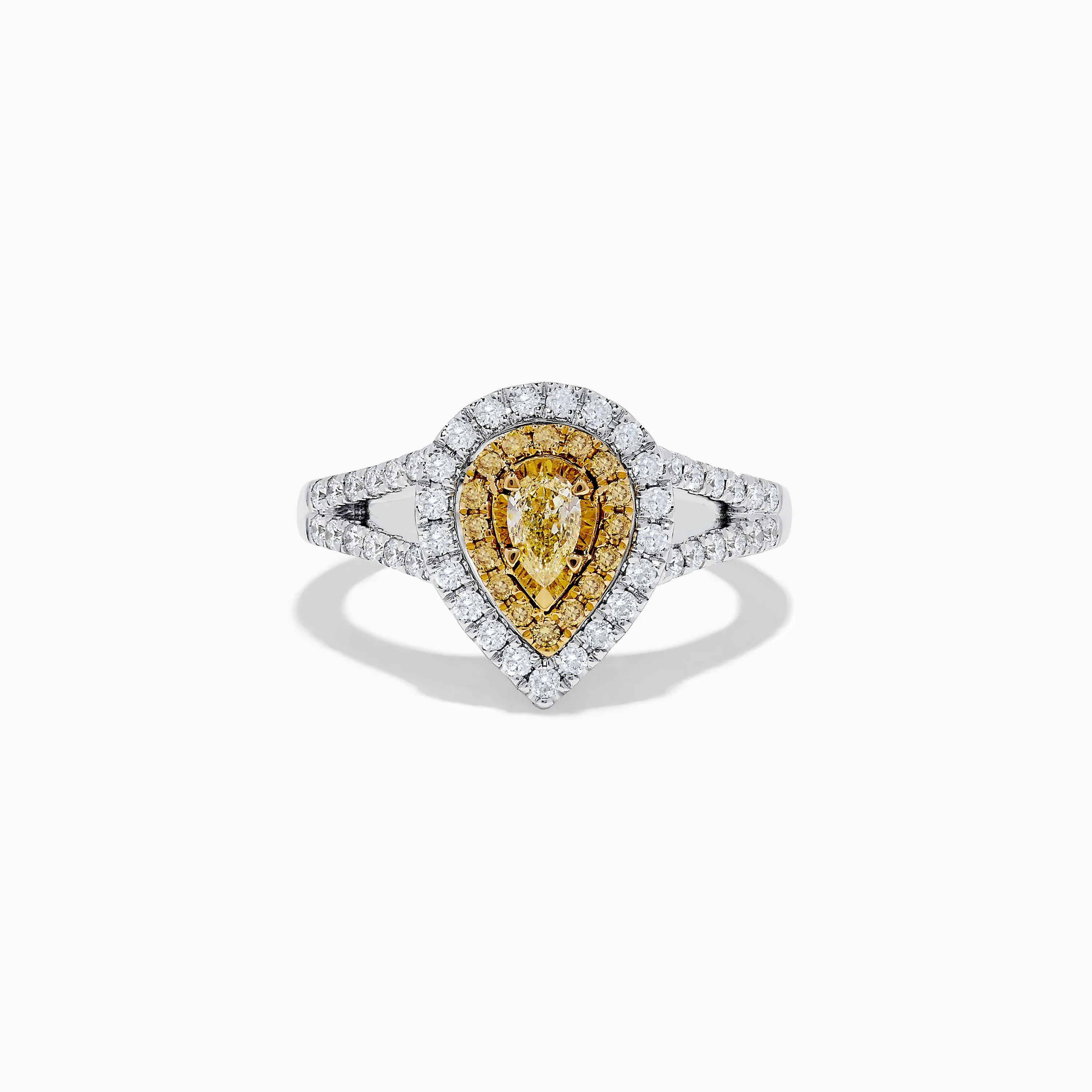 Canare 18K Two-Tone Gold Pear Shaped Double Halo Yellow Diamond Ring sold by Effy