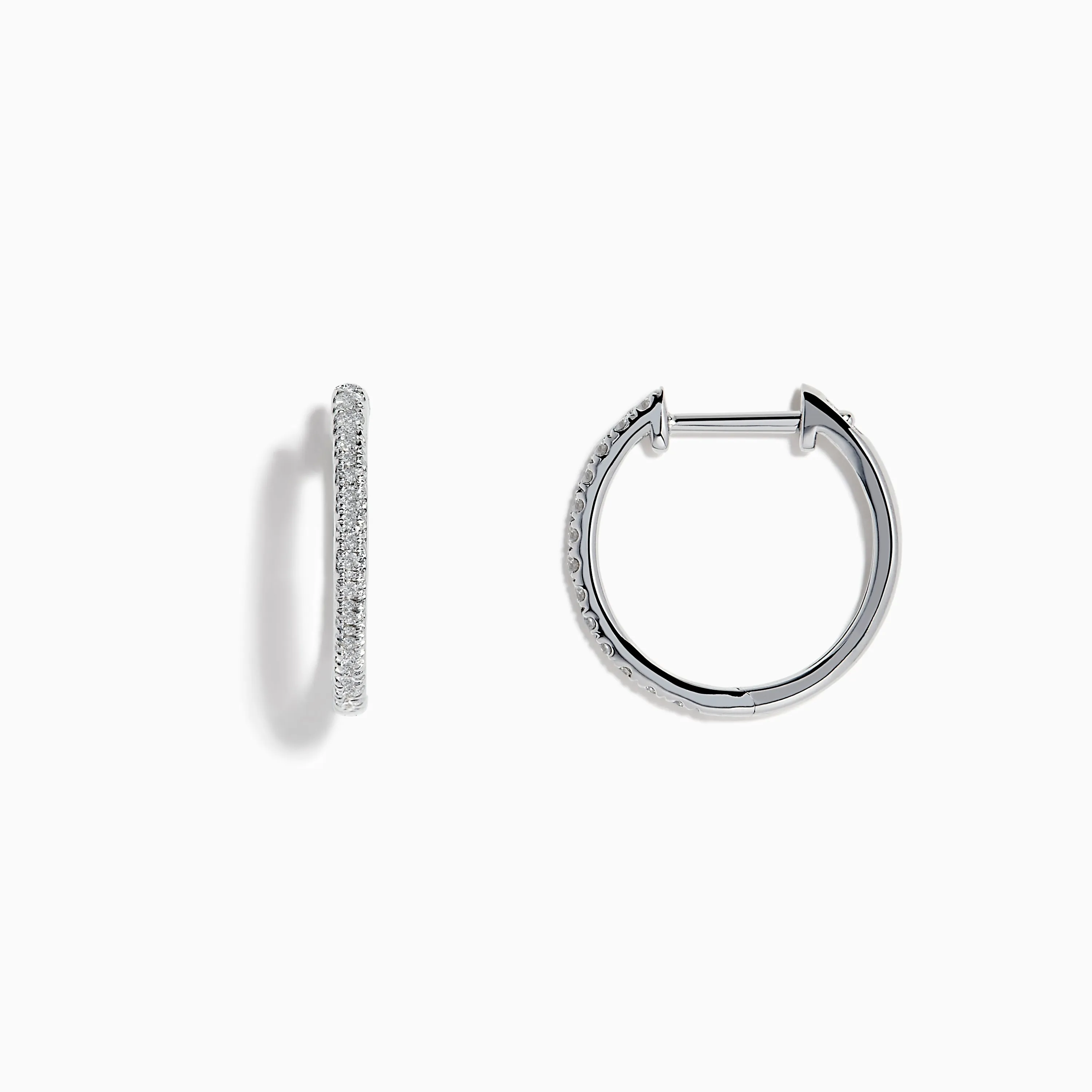 Pave Classica 14k White Gold Diamond Hoop Earrings sold by Effy product image thumbnail 2