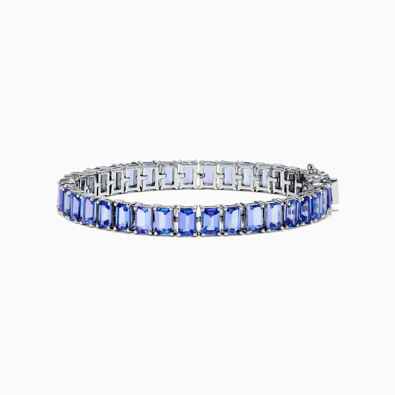 Nahla Siri Sterling Silver Emerald Cut Tanzanite Tennis Bracelet sold by Effy