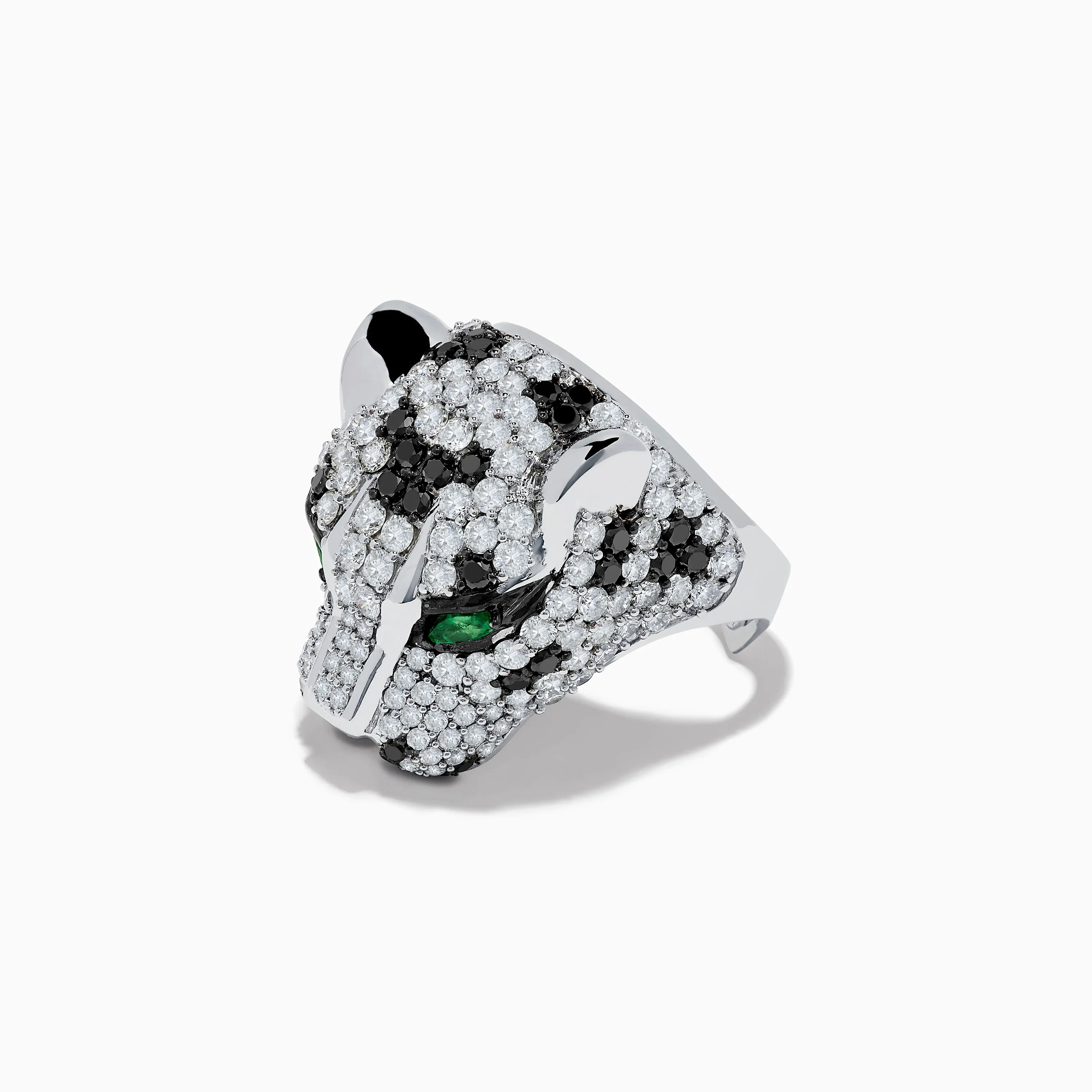 Signature Panther Head 14K White Gold Diamond & Emerald Ring sold by Effy product image thumbnail 4