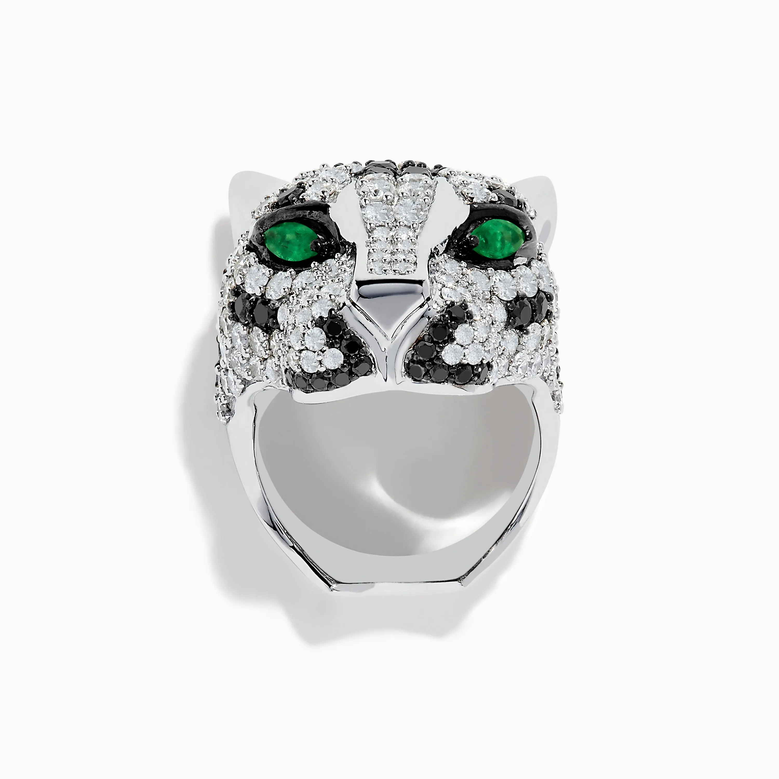 Signature Panther Head 14K White Gold Diamond & Emerald Ring sold by Effy product image thumbnail 3