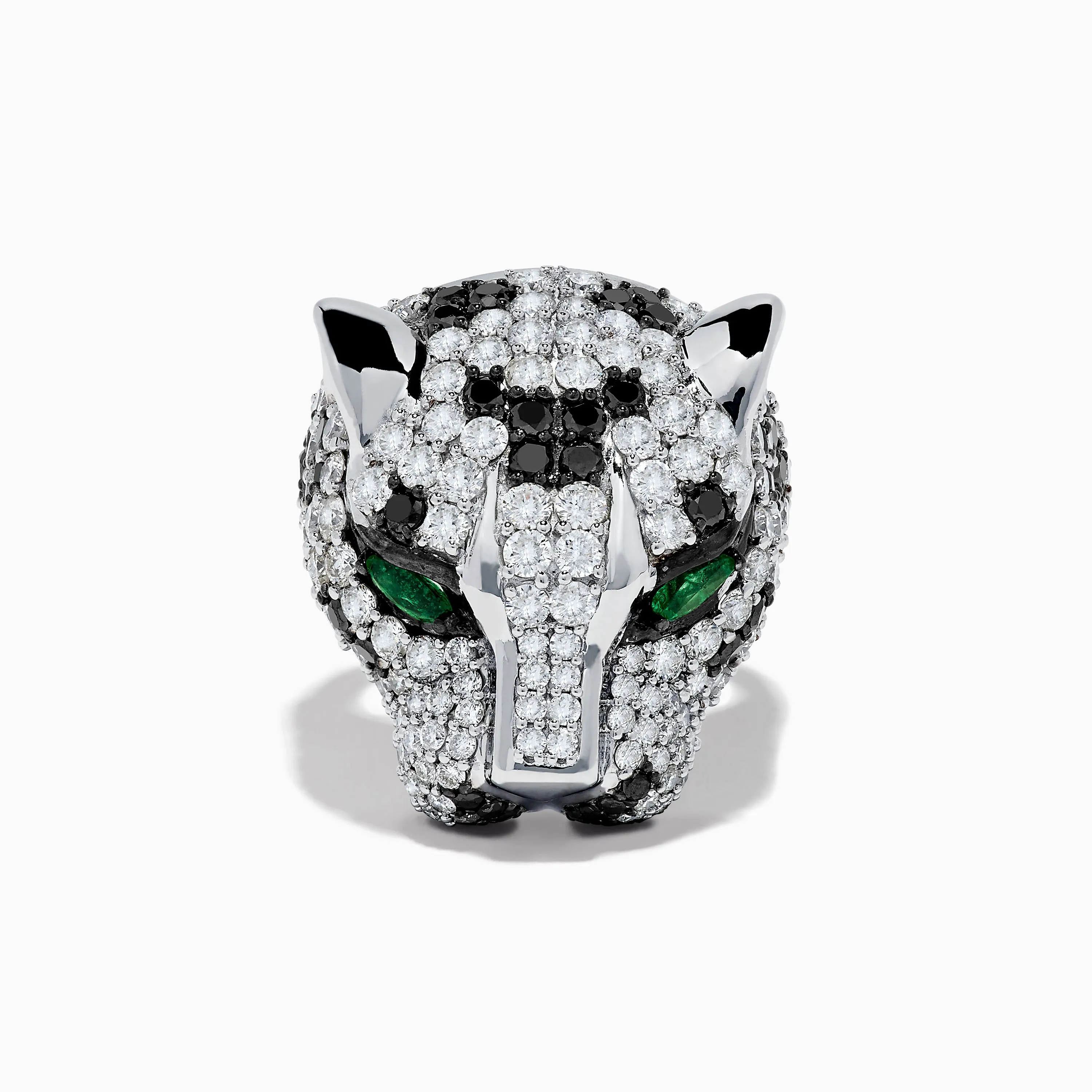 Signature Panther Head 14K White Gold Diamond & Emerald Ring sold by Effy product image thumbnail 2