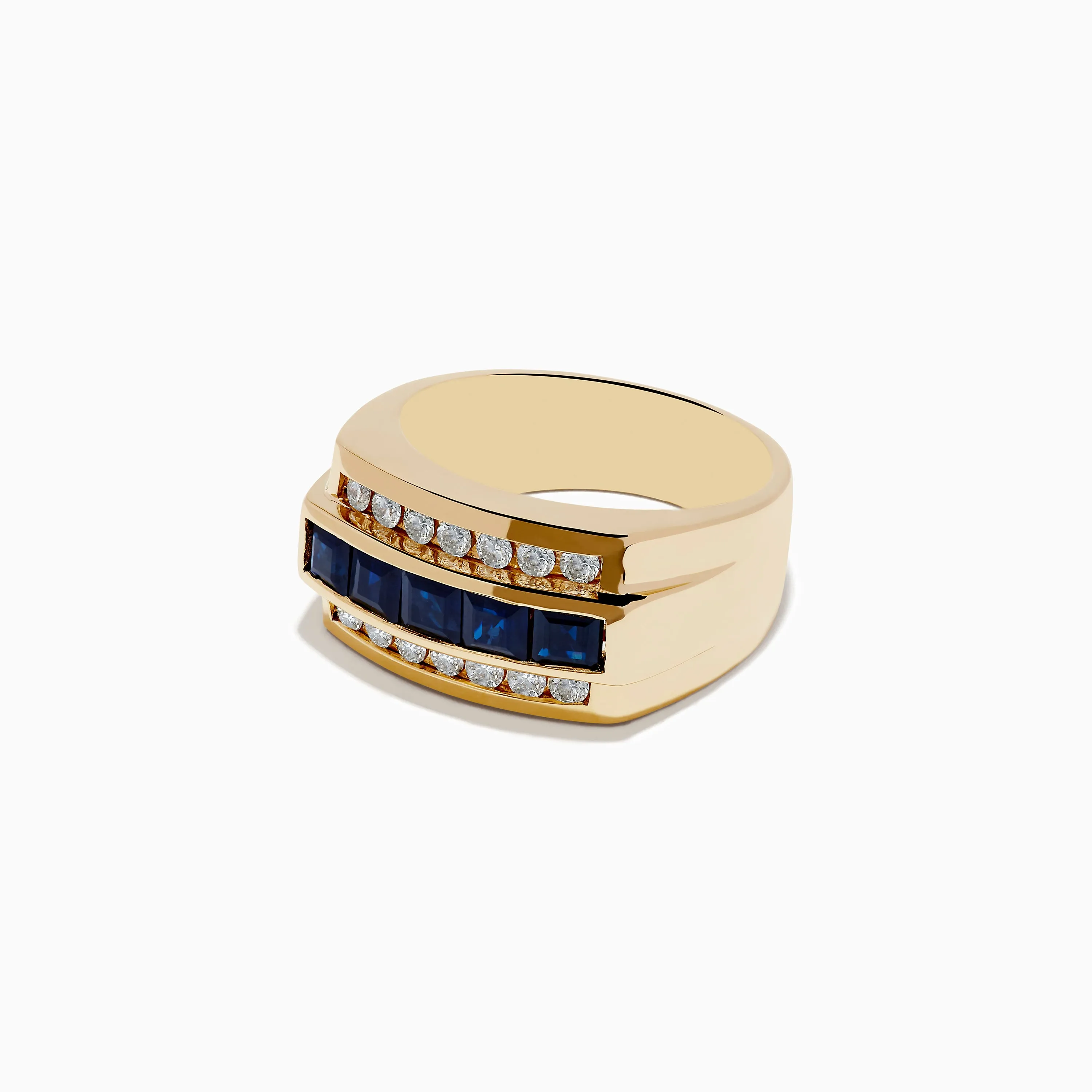 Men's 14k Yellow Gold Blue Sapphire and Diamond Ring sold by Effy product image thumbnail 2