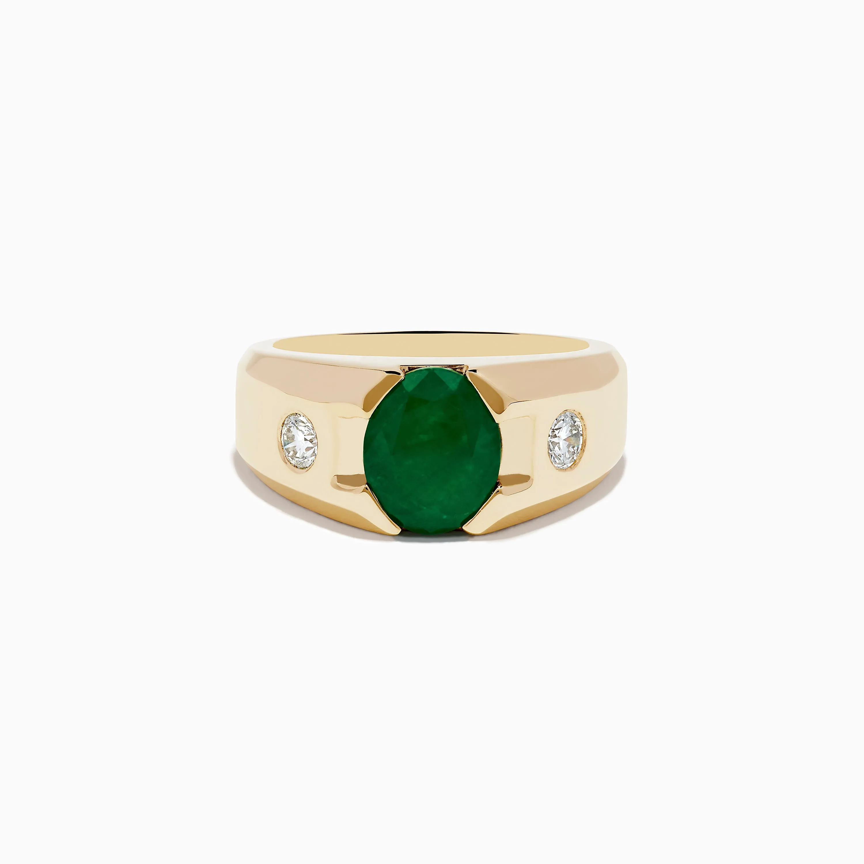 Men's 14K Yellow Gold Emerald and Diamond Ring sold by Effy