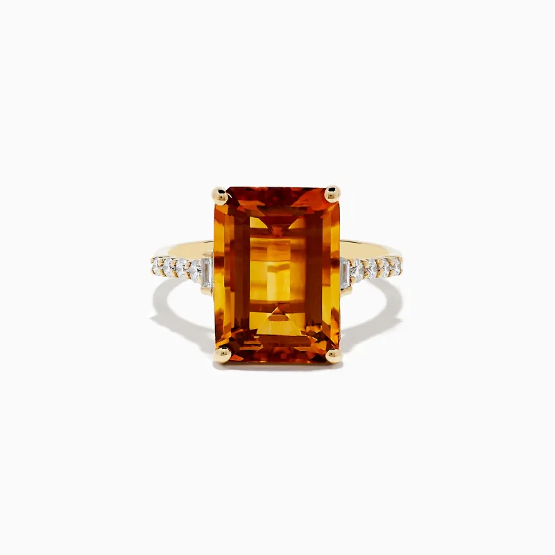 Sunset 14K Yellow Gold Citrine and Diamond Ring sold by Effy