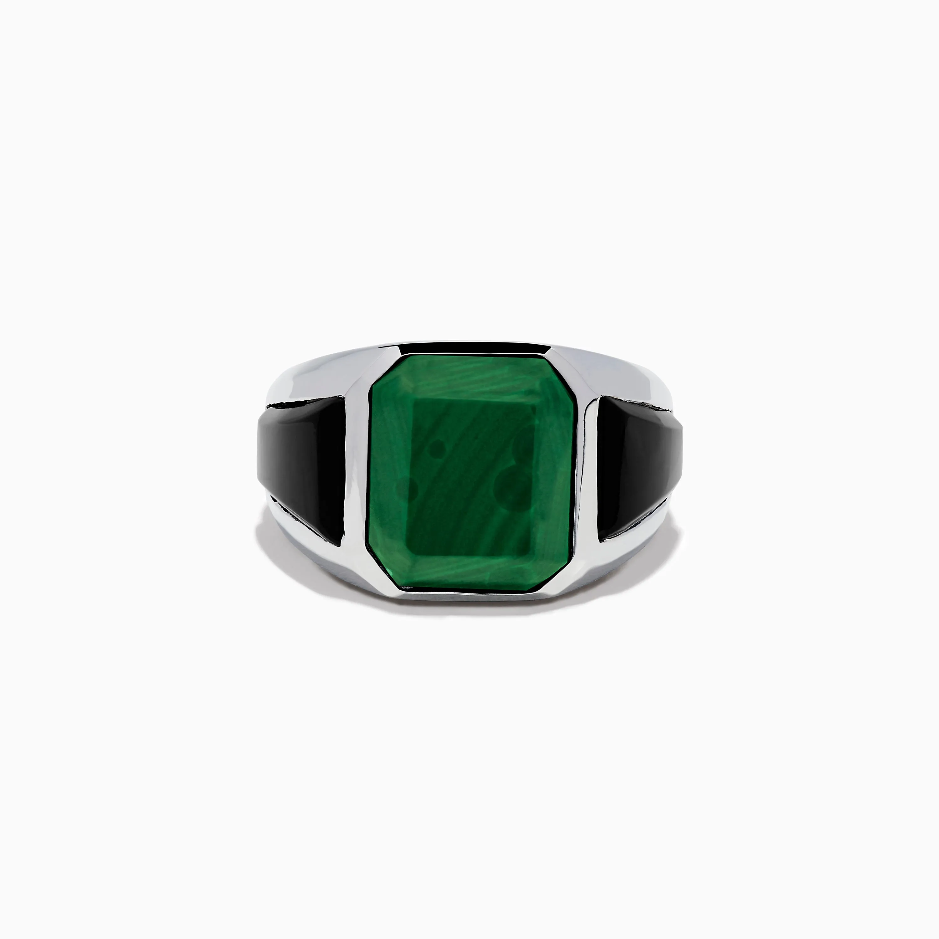 Men's 925 Sterling Silver Malachite and Onyx Ring sold by Effy
