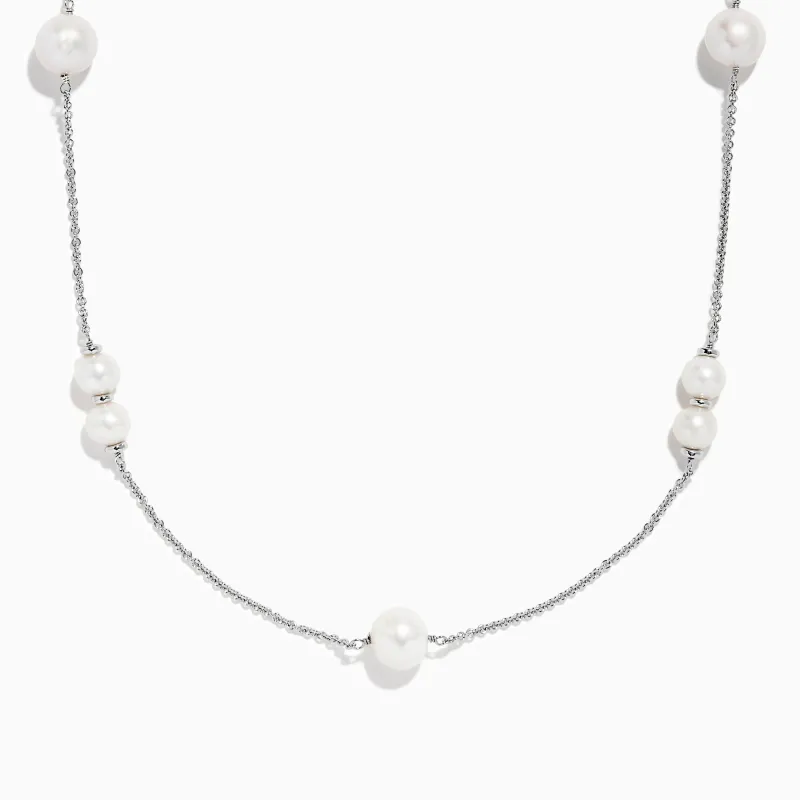 925 Sterling Silver Pearl Necklace with Fresh Water Pearl sold by Effy