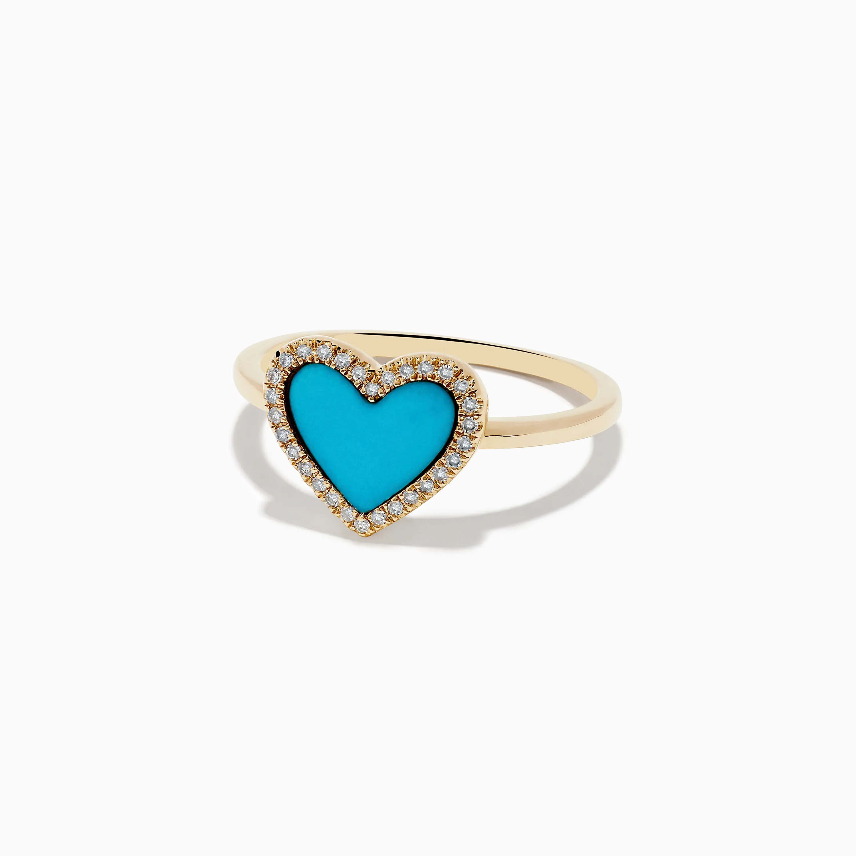 Turquesa 14K Yellow Gold Turquoise and Diamond Heart Ring sold by Effy product image thumbnail 2