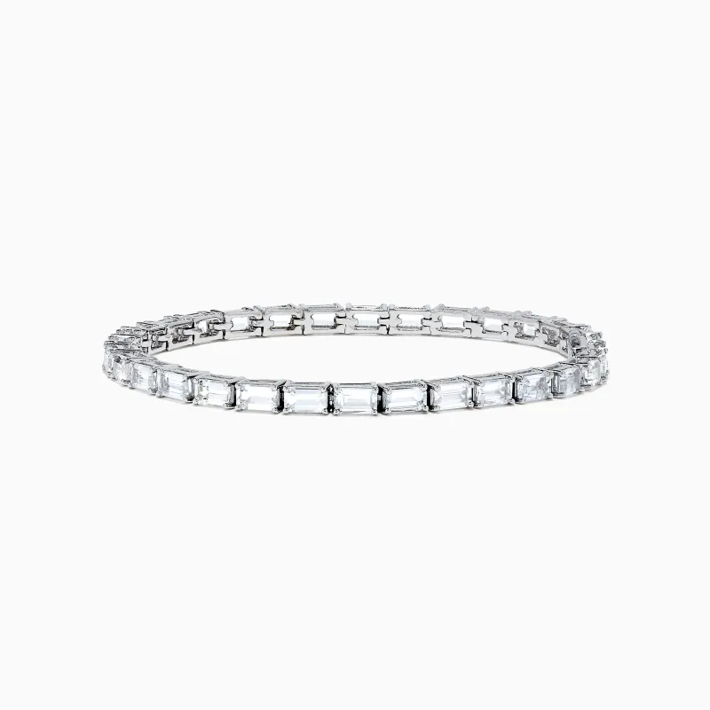14K White Gold White Sapphire Tennis Bracelet sold by Effy