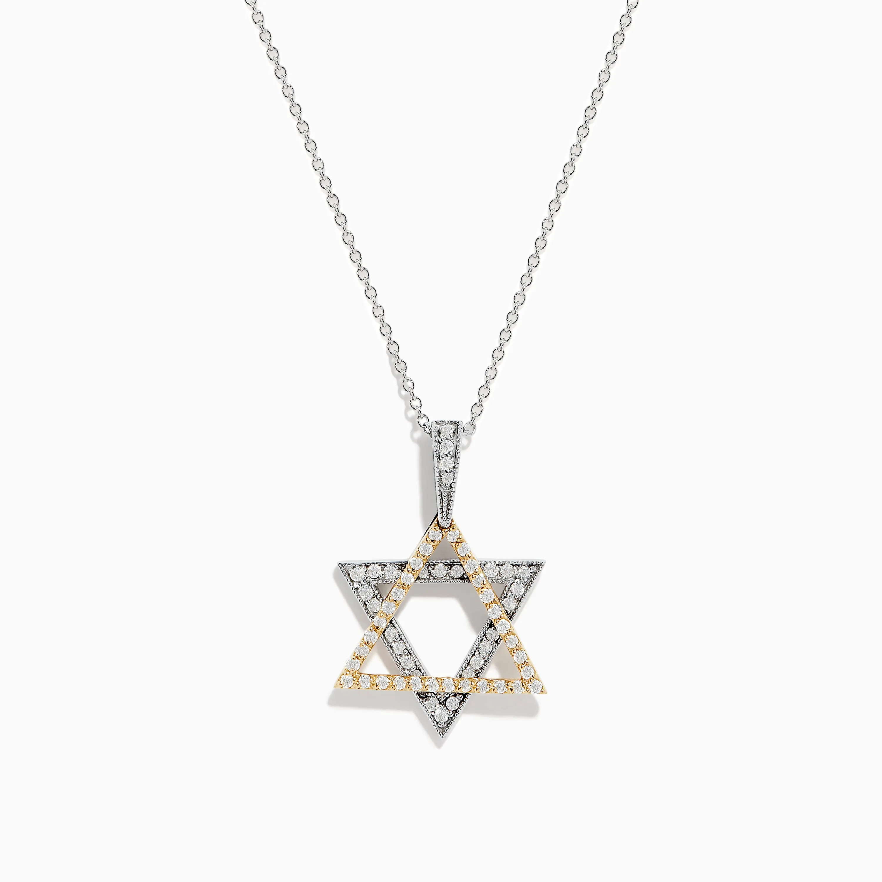 Novelty 14K Two-Tone Gold Diamond Star of David Pendant sold by Effy