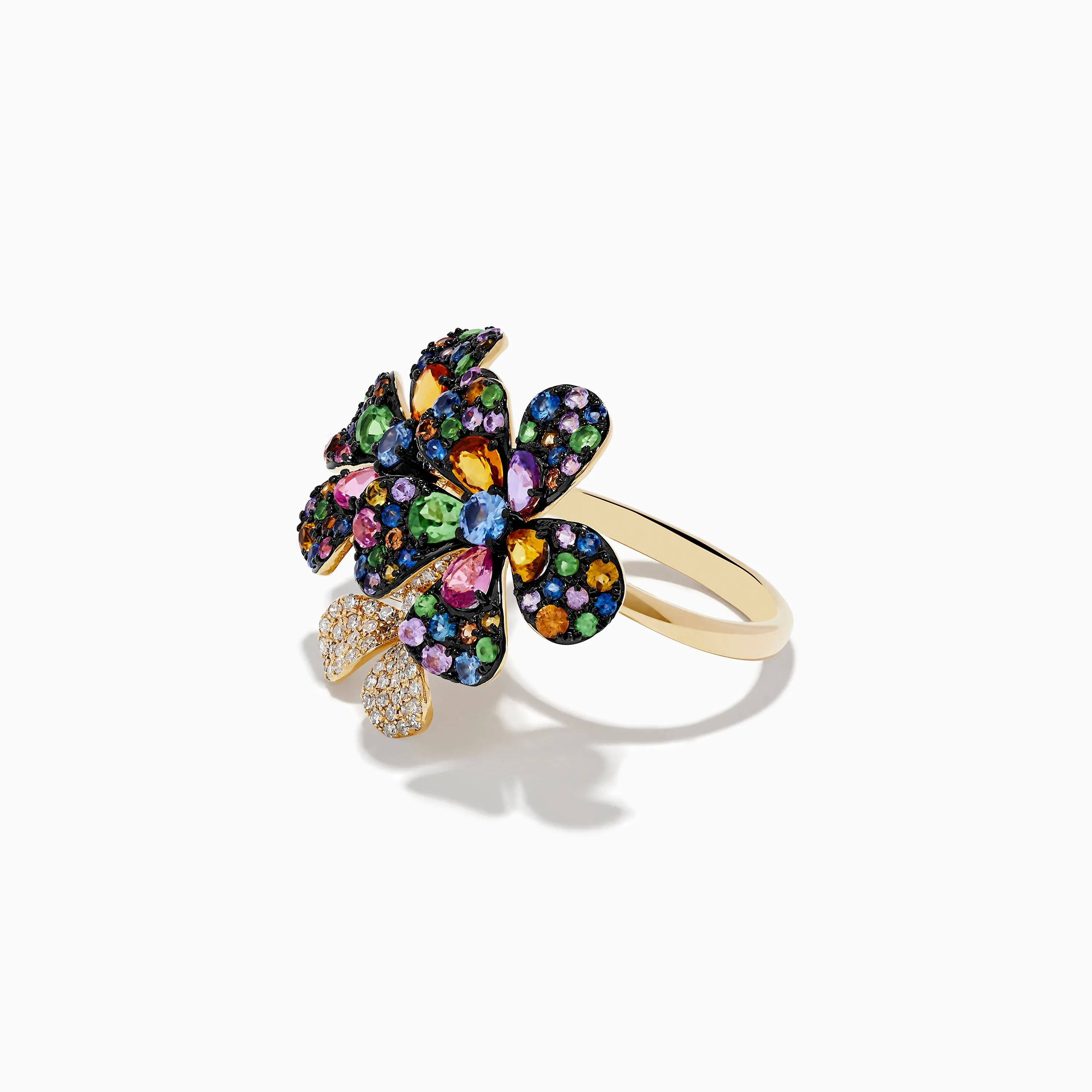 Watercolors 14K Yellow Gold Multi Sapphire & Diamond Flower Ring sold by Effy product image thumbnail 2