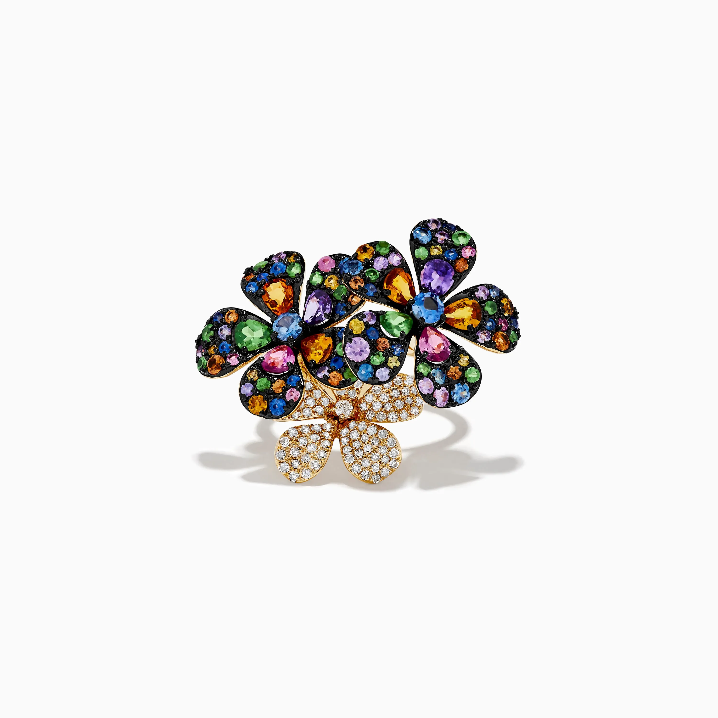 Watercolors 14K Yellow Gold Multi Sapphire & Diamond Flower Ring sold by Effy