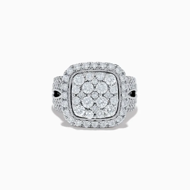 Bouquet 14K White Gold Square Shaped Diamond Cluster Statement Ring 1.96 TCW sold by Effy
