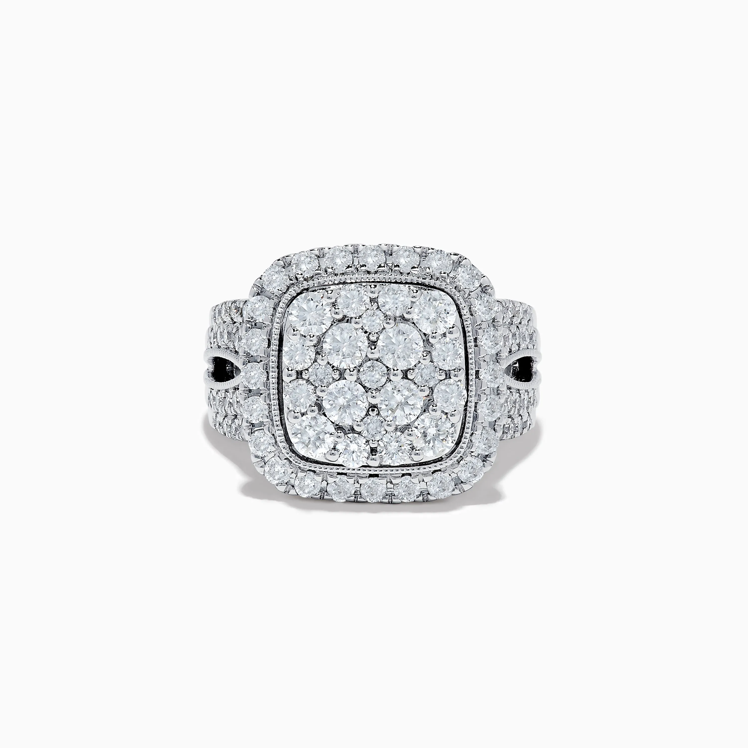 Bouquet 14K White Gold Square Shaped Diamond Cluster Statement Ring 1.96 TCW sold by Effy