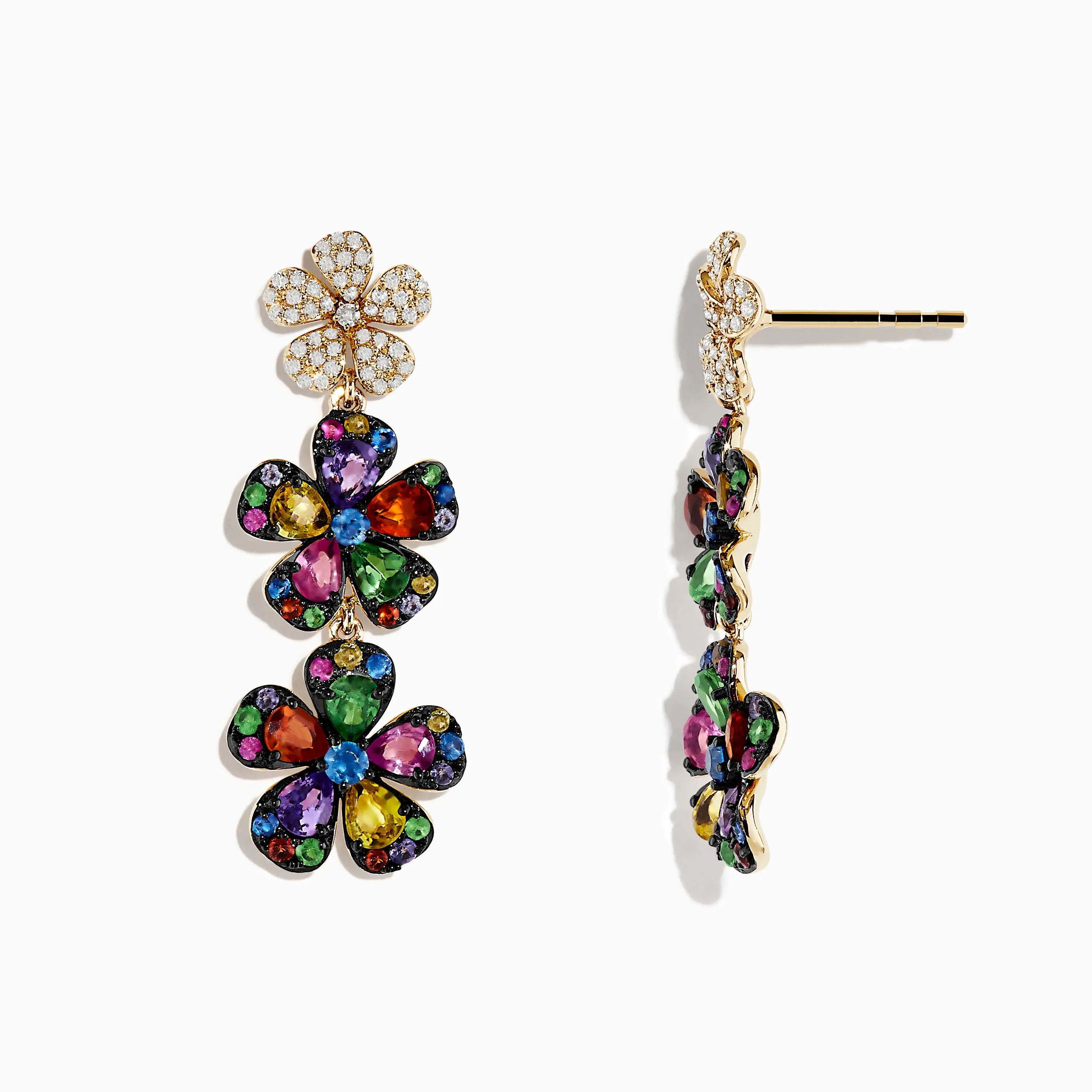 Watercolors 14K Yellow Gold Multi Sapphire Flower Earrings sold by Effy product image thumbnail 2