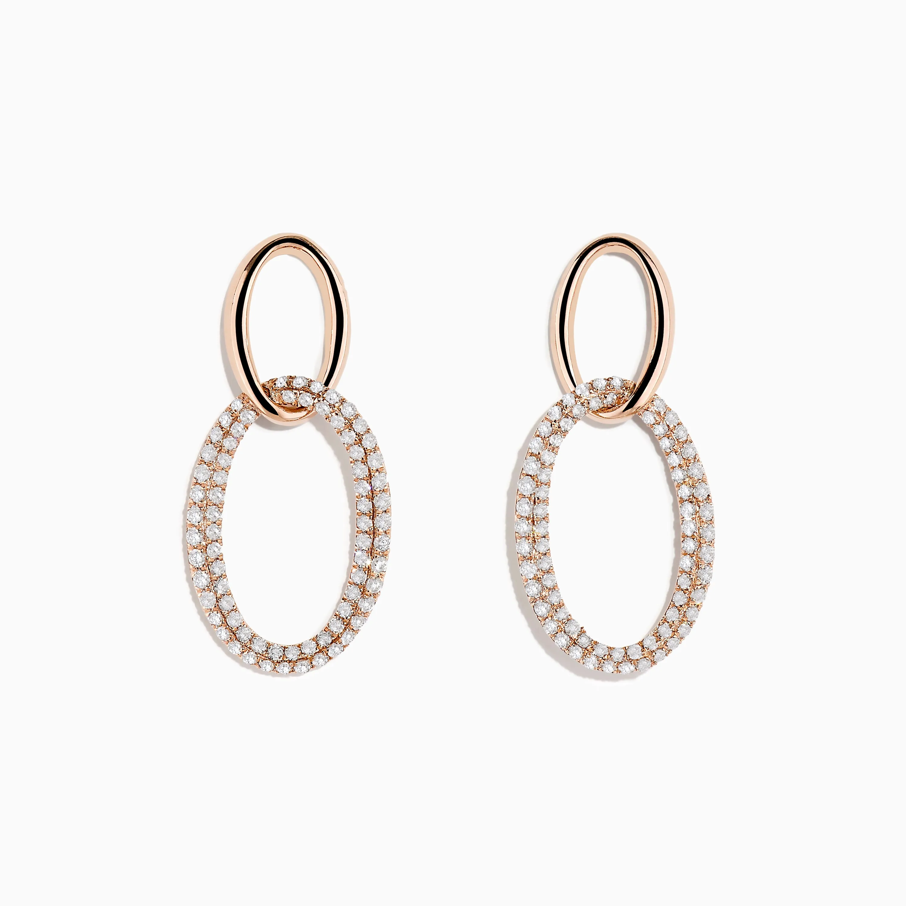 Pave Rose 14K Rose Gold Diamond Interlock Earrings sold by Effy