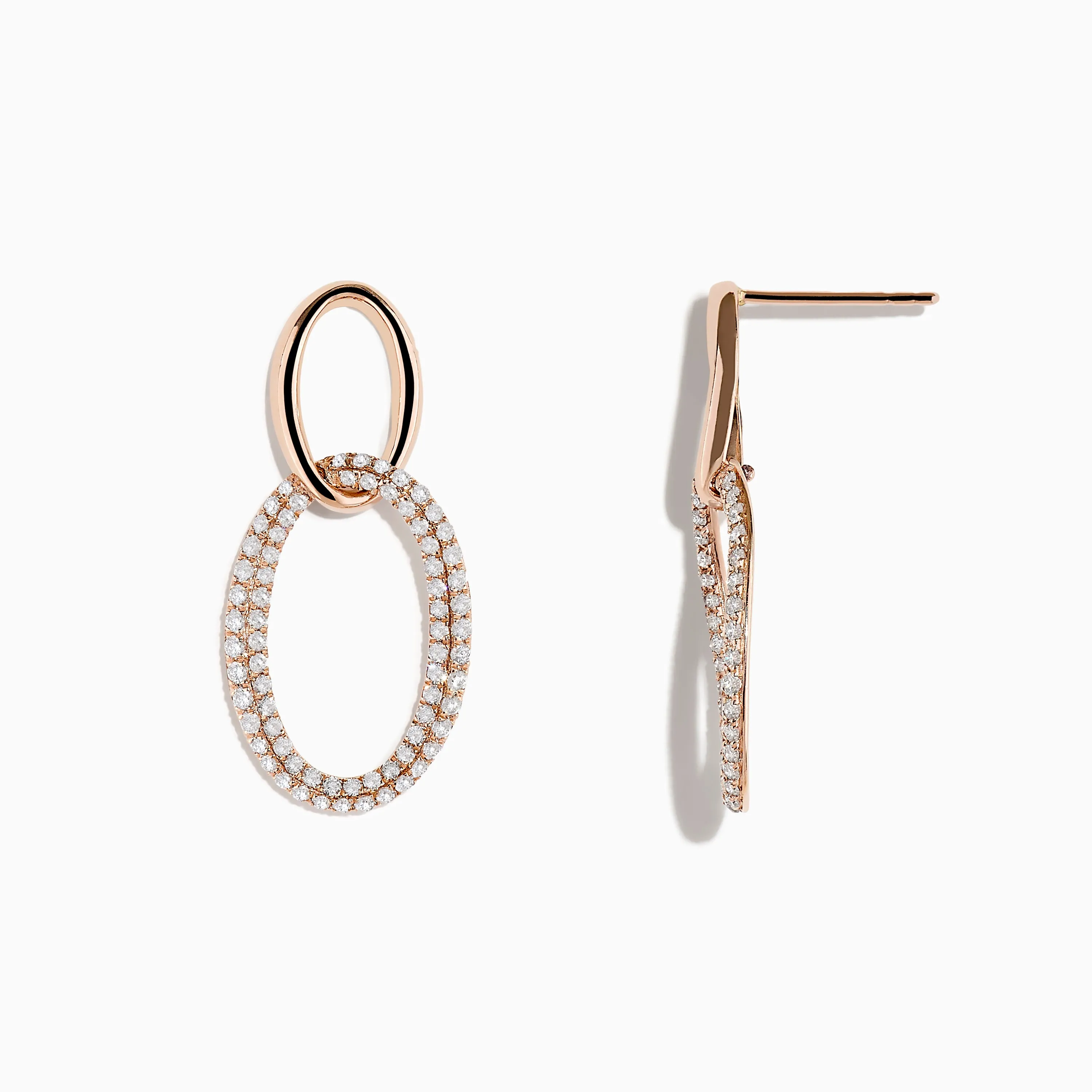 Pave Rose 14K Rose Gold Diamond Interlock Earrings sold by Effy product image thumbnail 2