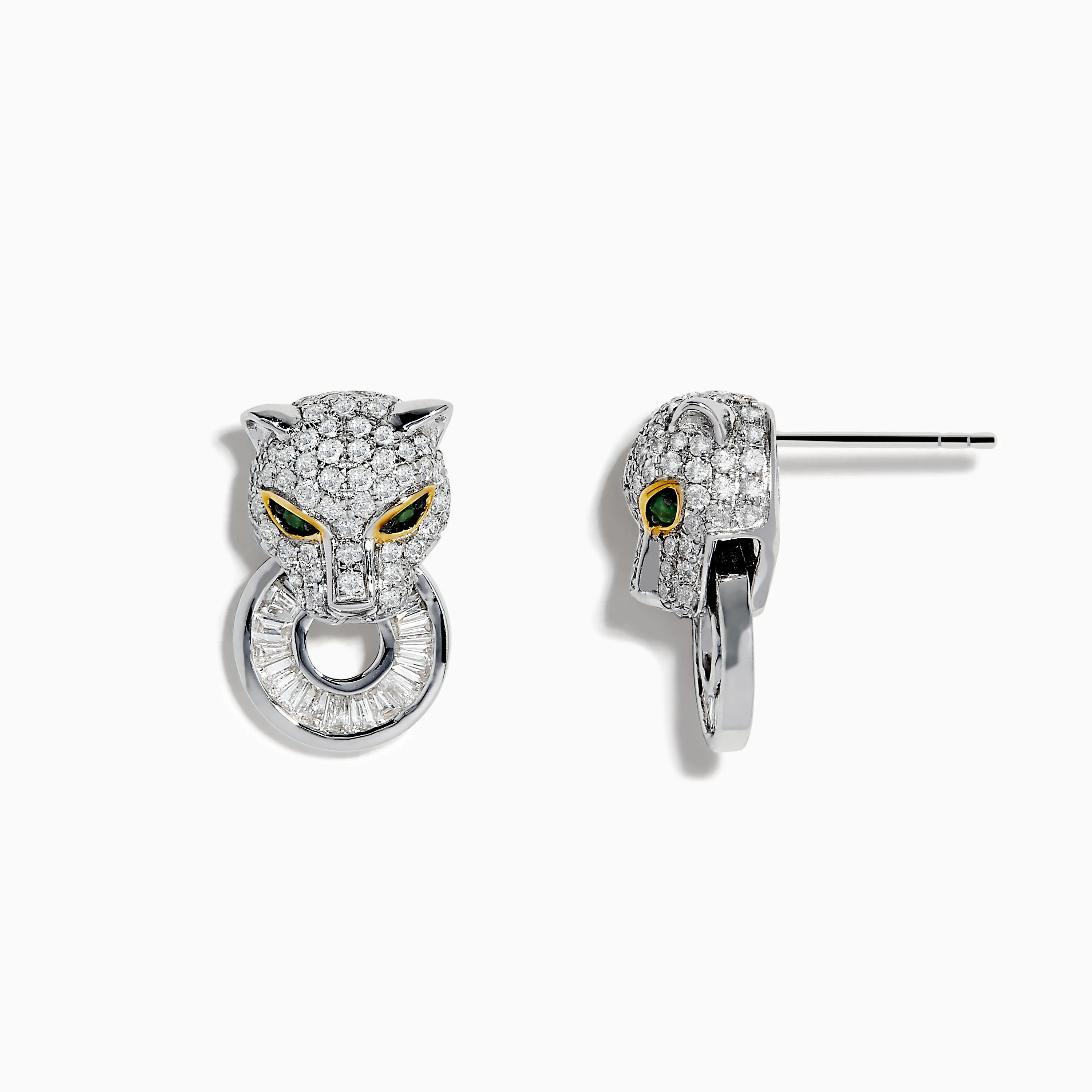 Signature 14K Two Tone Gold Emerald and Diamond Earrings sold by Effy product image thumbnail 2