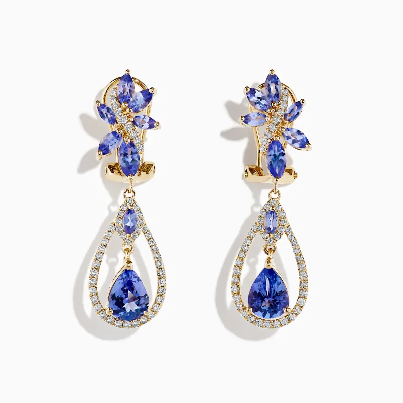 14K Yellow Gold Tanzanite and Diamond Earrings sold by Effy