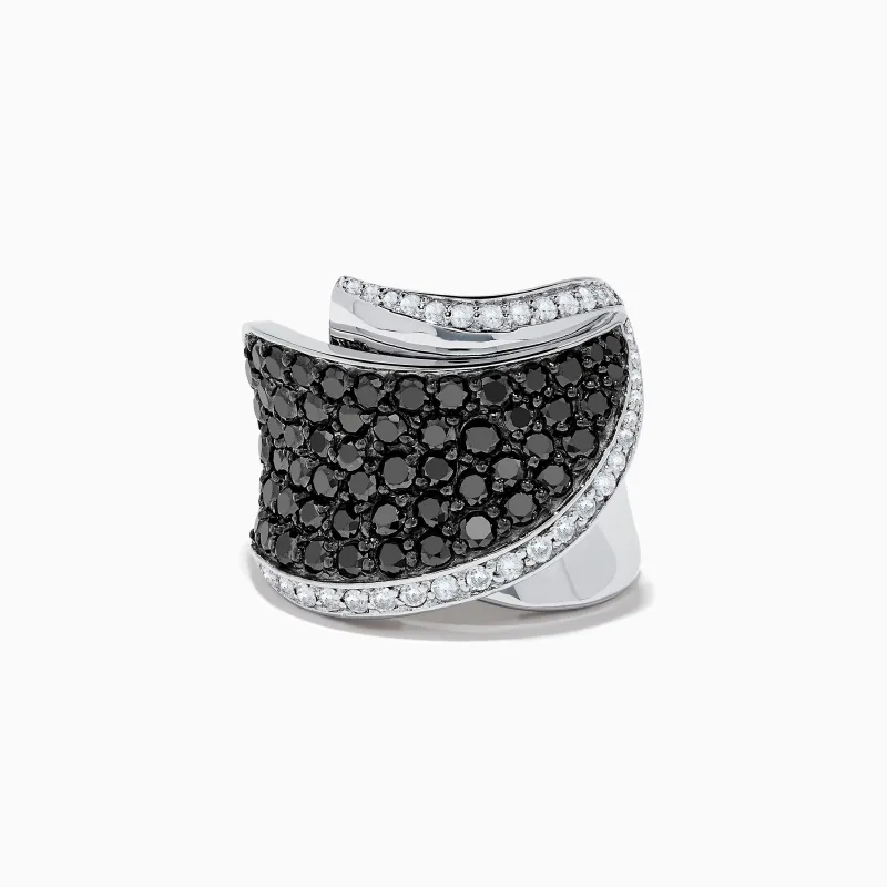14K White Gold Black and White Diamond Ring sold by Effy