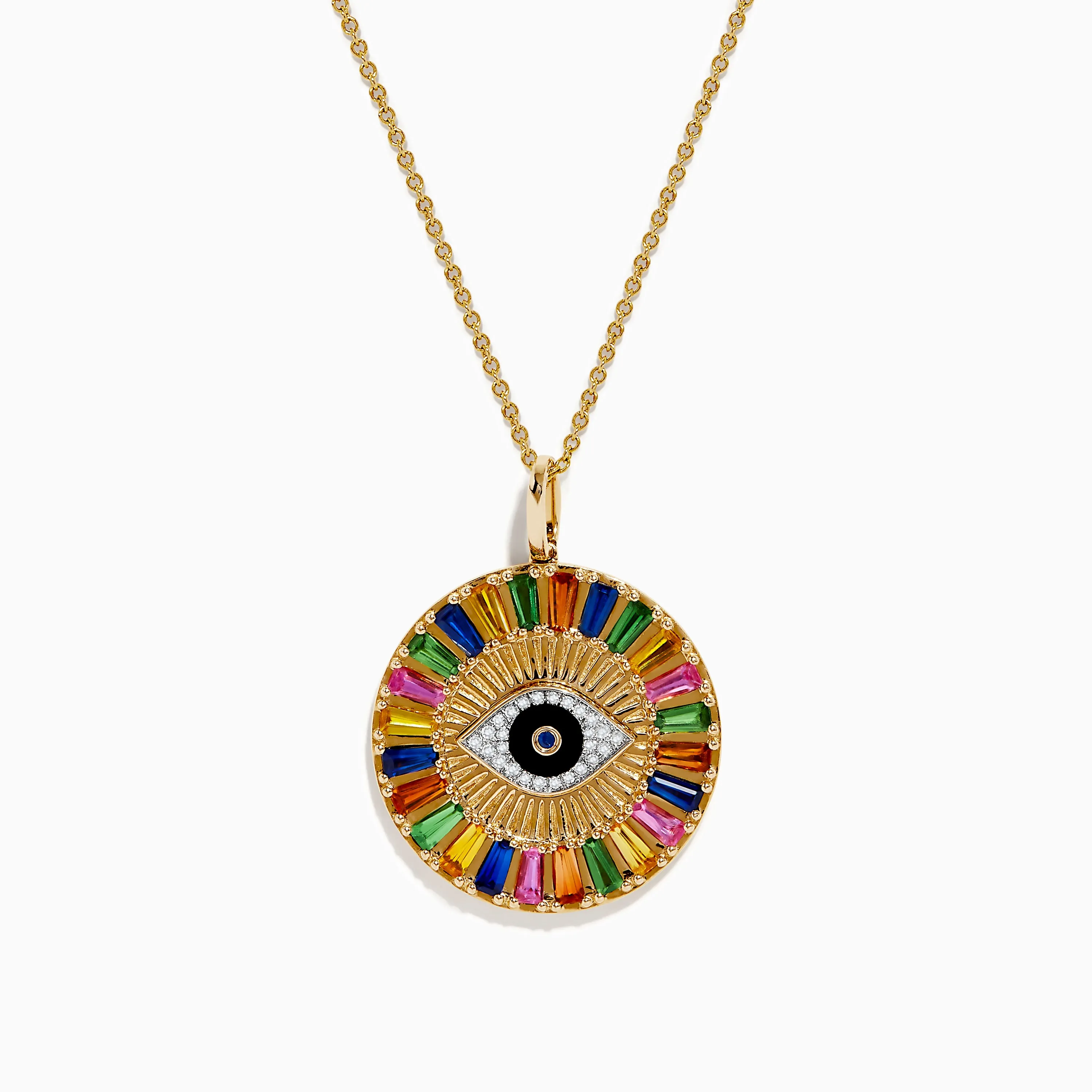 Watercolors 14K Yellow Gold Multi Sapphire Evil Eye Pendant sold by Effy