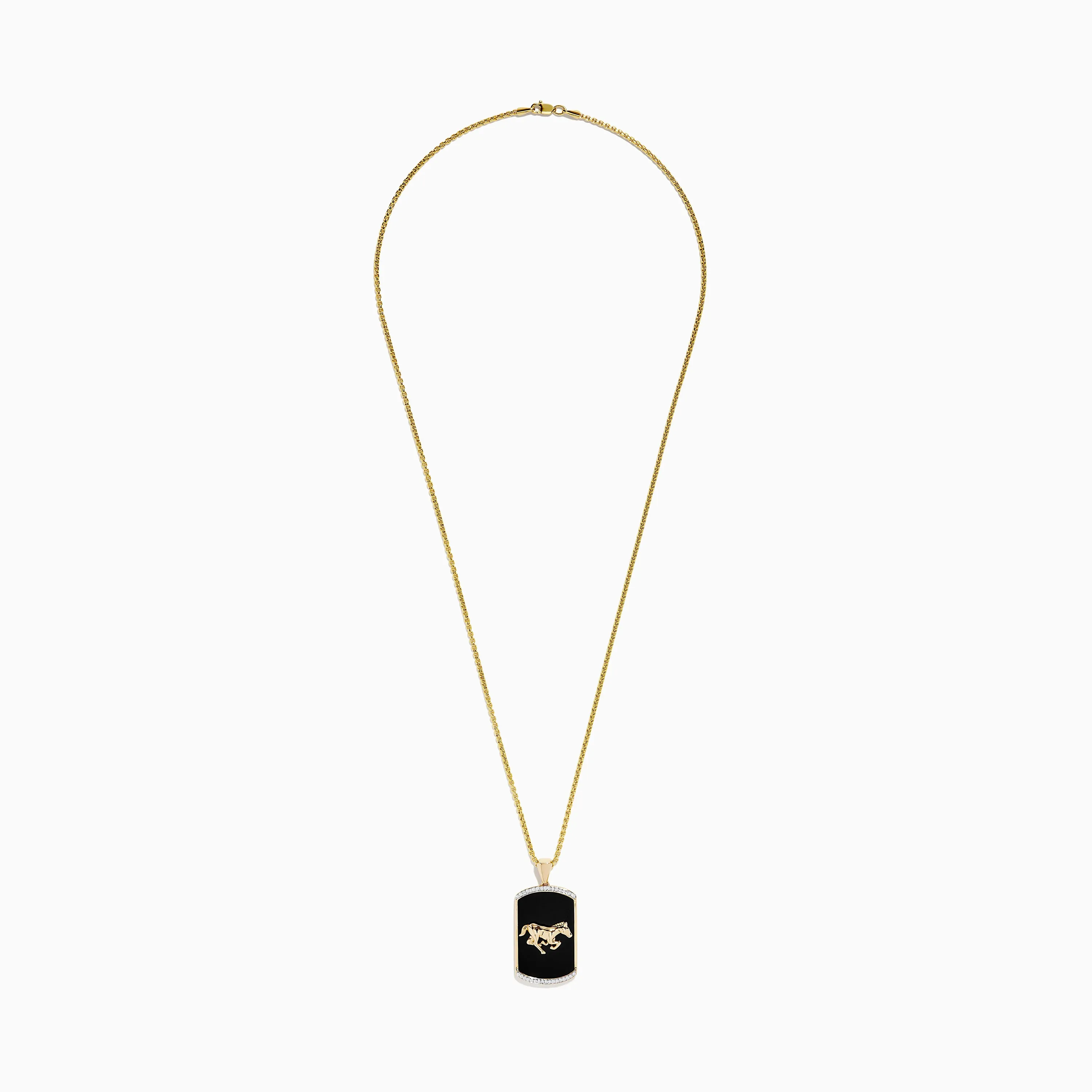 Men's 14K Yellow Gold Onyx and Diamond Horse Pendant sold by Effy product image thumbnail 2