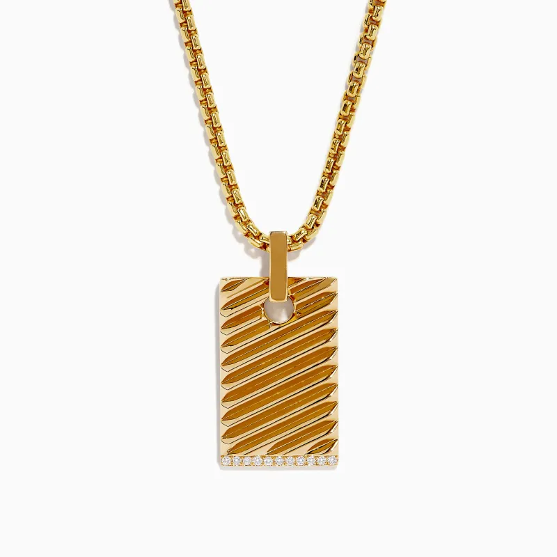 Men's 14K Yellow Gold Diamond Pendant sold by Effy