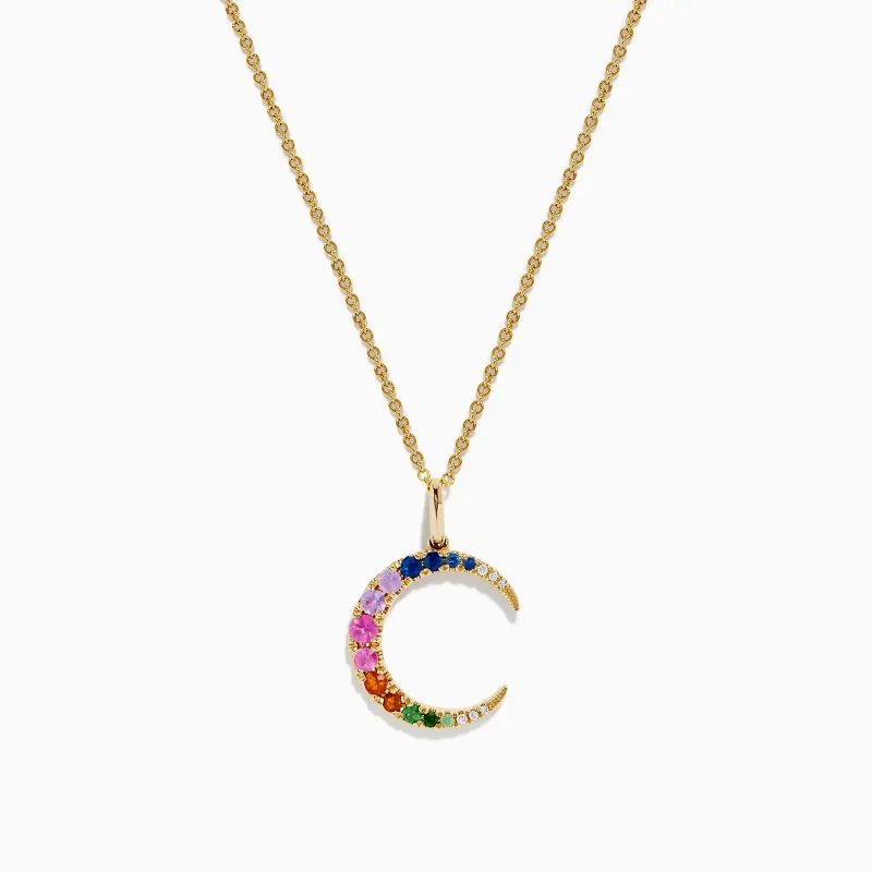 Watercolors 14K Yellow Gold Multi Sapphire and Diamond Pendant sold by Effy