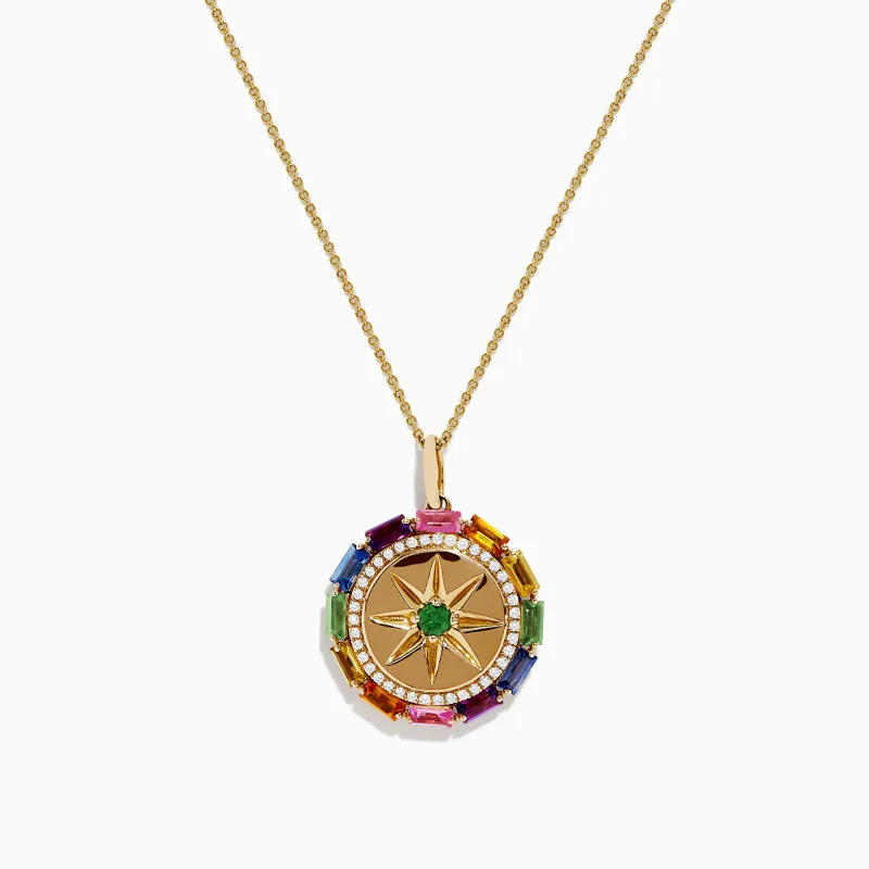 Watercolors 14K Yellow Gold Multi Sapphire and Diamond Pendant sold by Effy