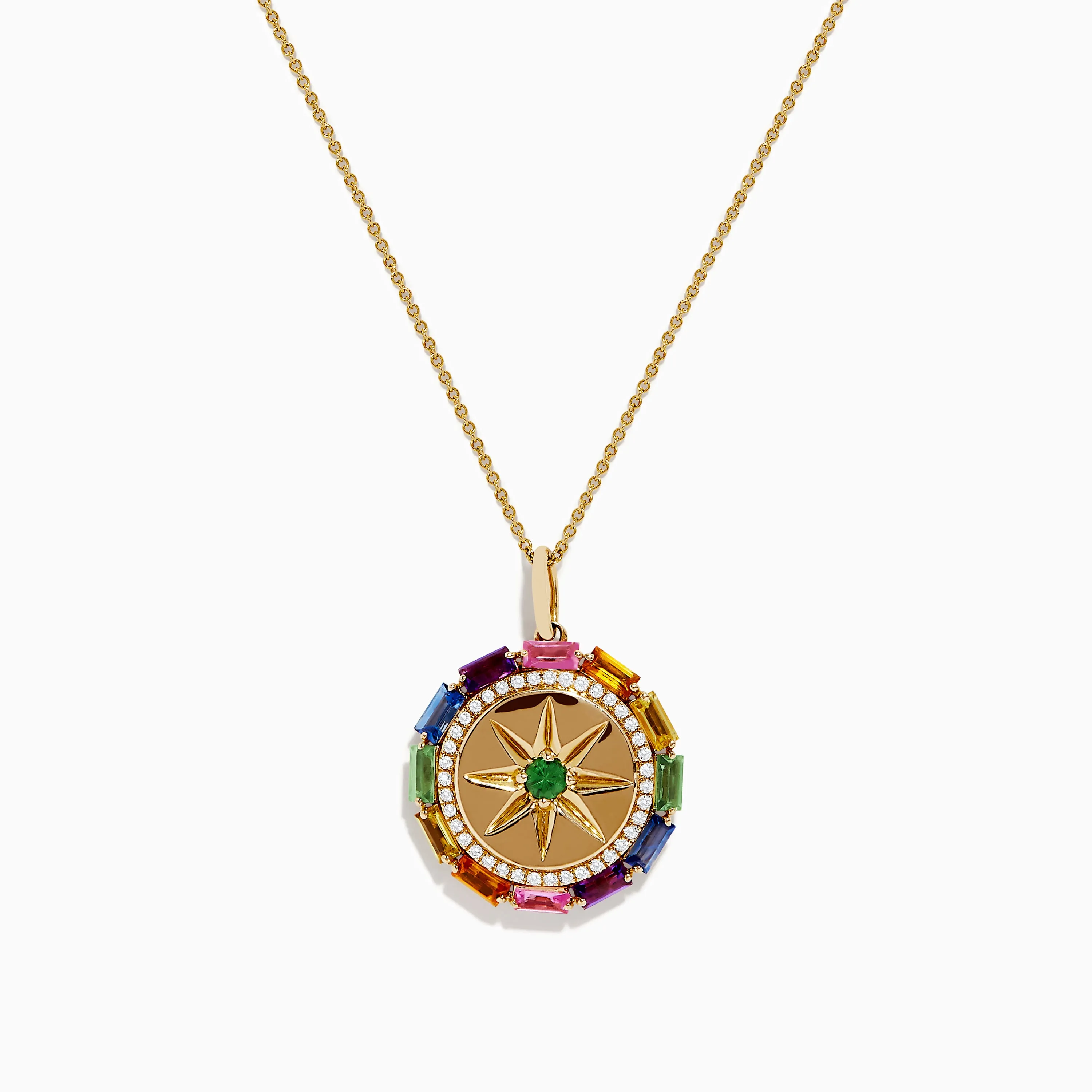Watercolors 14K Yellow Gold Multi Sapphire and Diamond Pendant sold by Effy