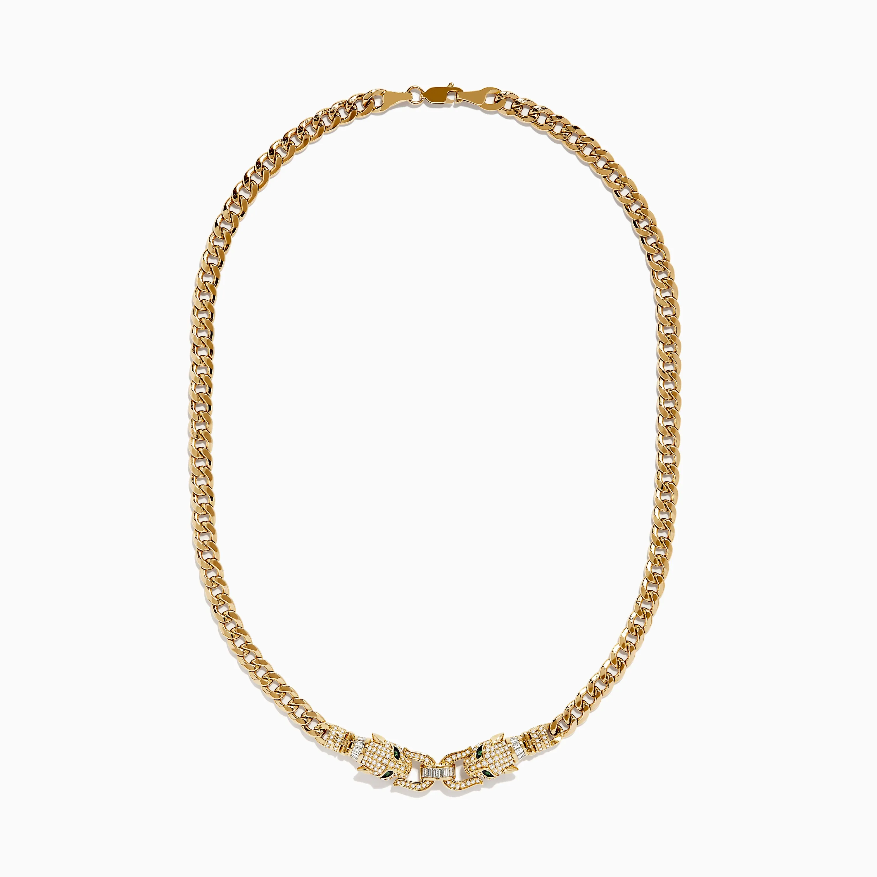 Signature 14K Yellow Gold Diamond and Emerald Panther Necklace sold by Effy product image thumbnail 2