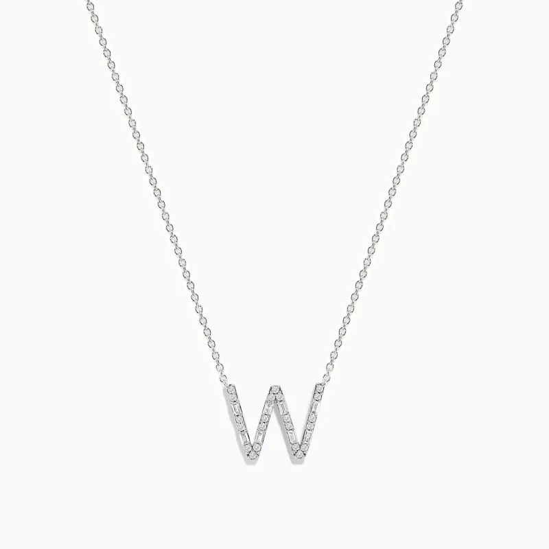 14K White Gold Diamond Initial "W" Pendant sold by Effy