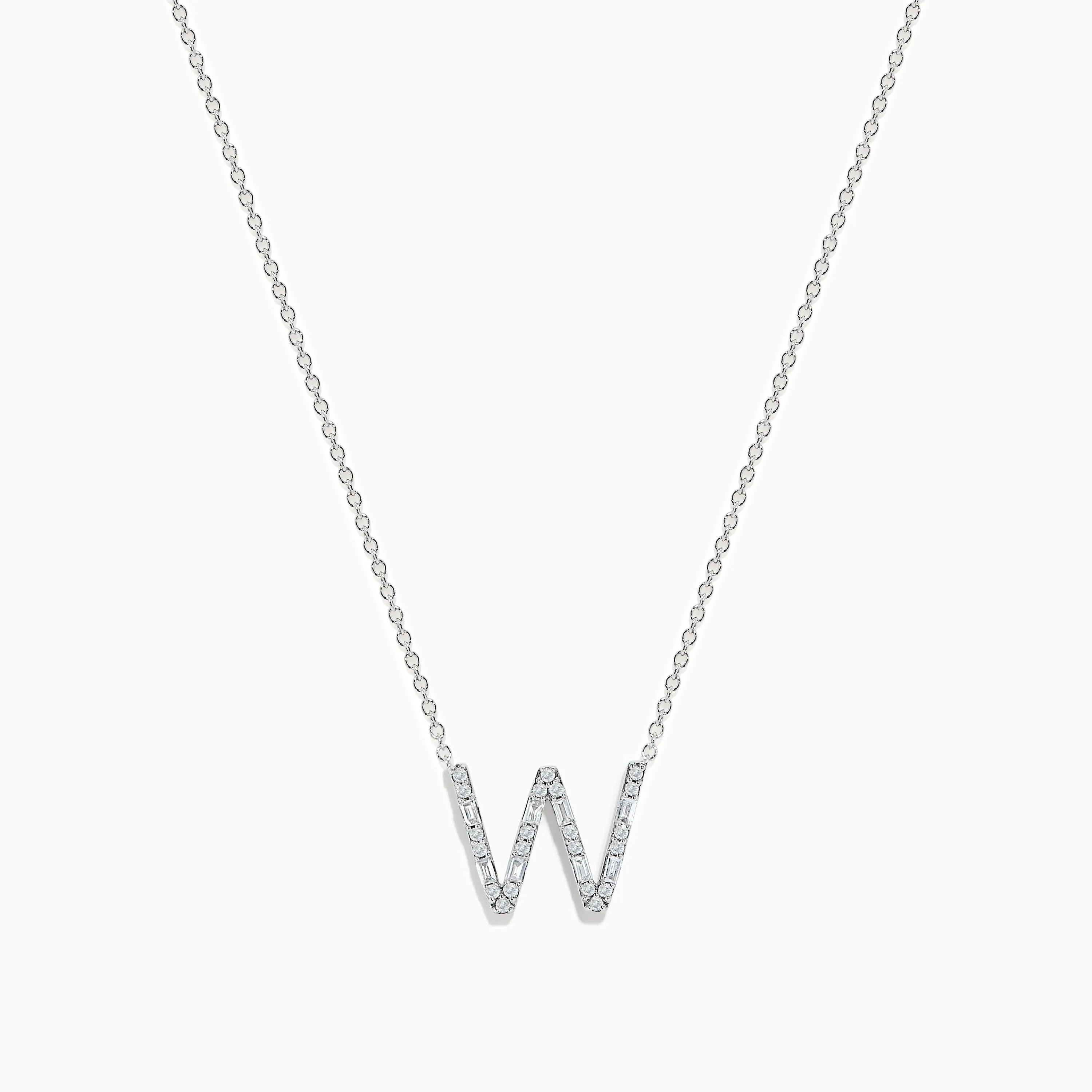 14K White Gold Diamond Initial "W" Pendant sold by Effy